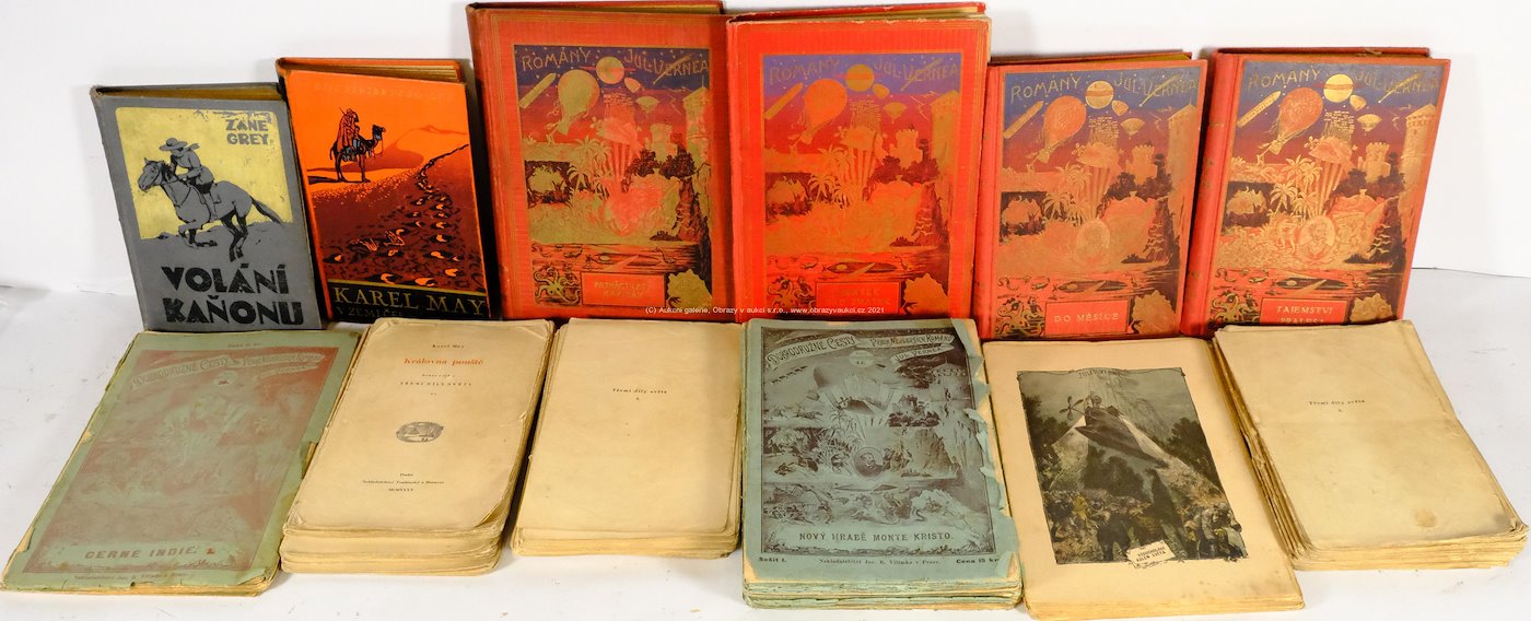 Karel May, Jules Verne, Zane Grey - Konvolut 12 knih