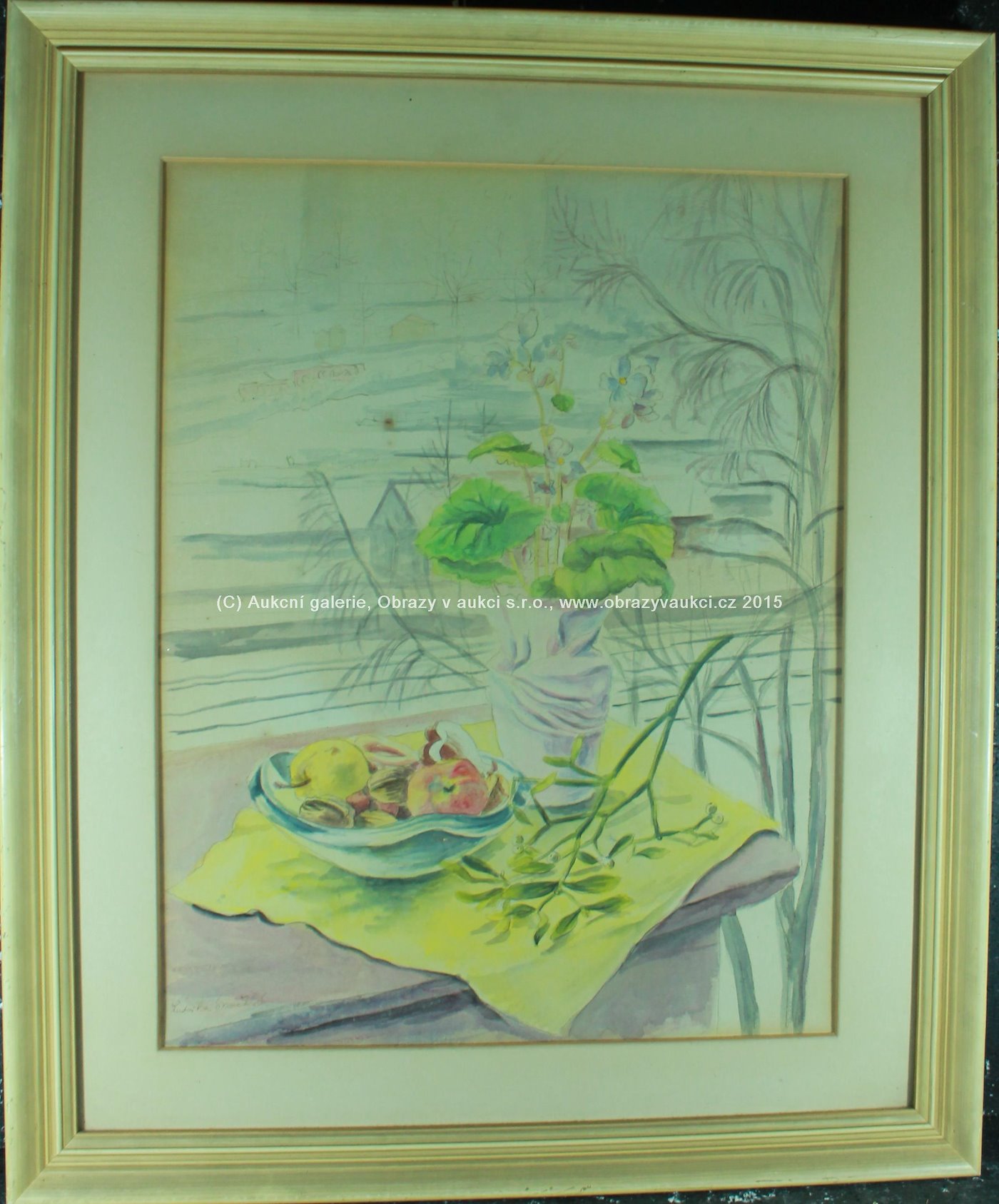 Ludvika Smrčková - Stolek s květinou a ovocem