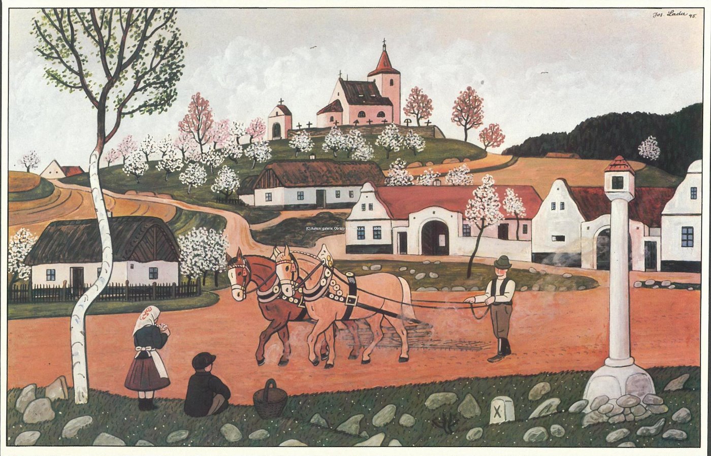 Josef Lada - Vláčení - jaro na vesnici