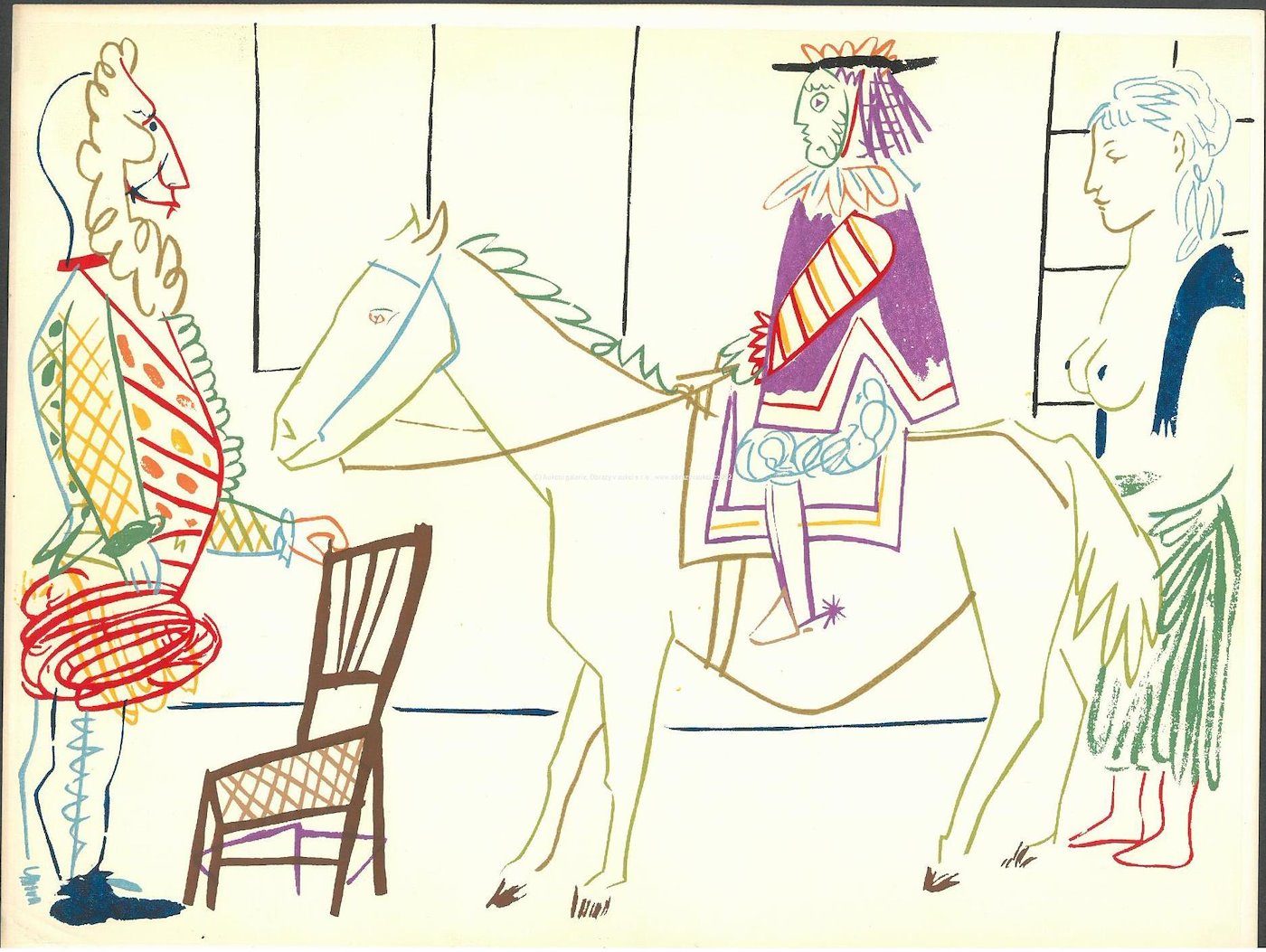 Pablo Picasso - Scéna s jezdcem a aktem