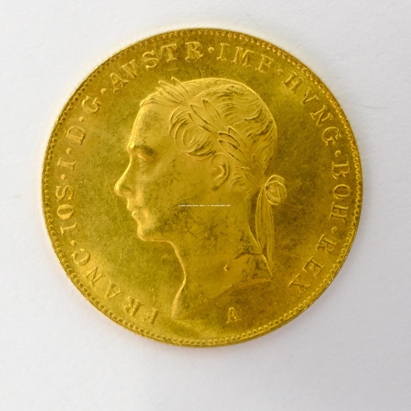 .. - Zlatý pamětní dukát na 50. let vlády Františka Josefa I. 1848 A /1898 ,,hlava vlevo,,. Zlato 986/1000, hrubá hmotnost 3,49g