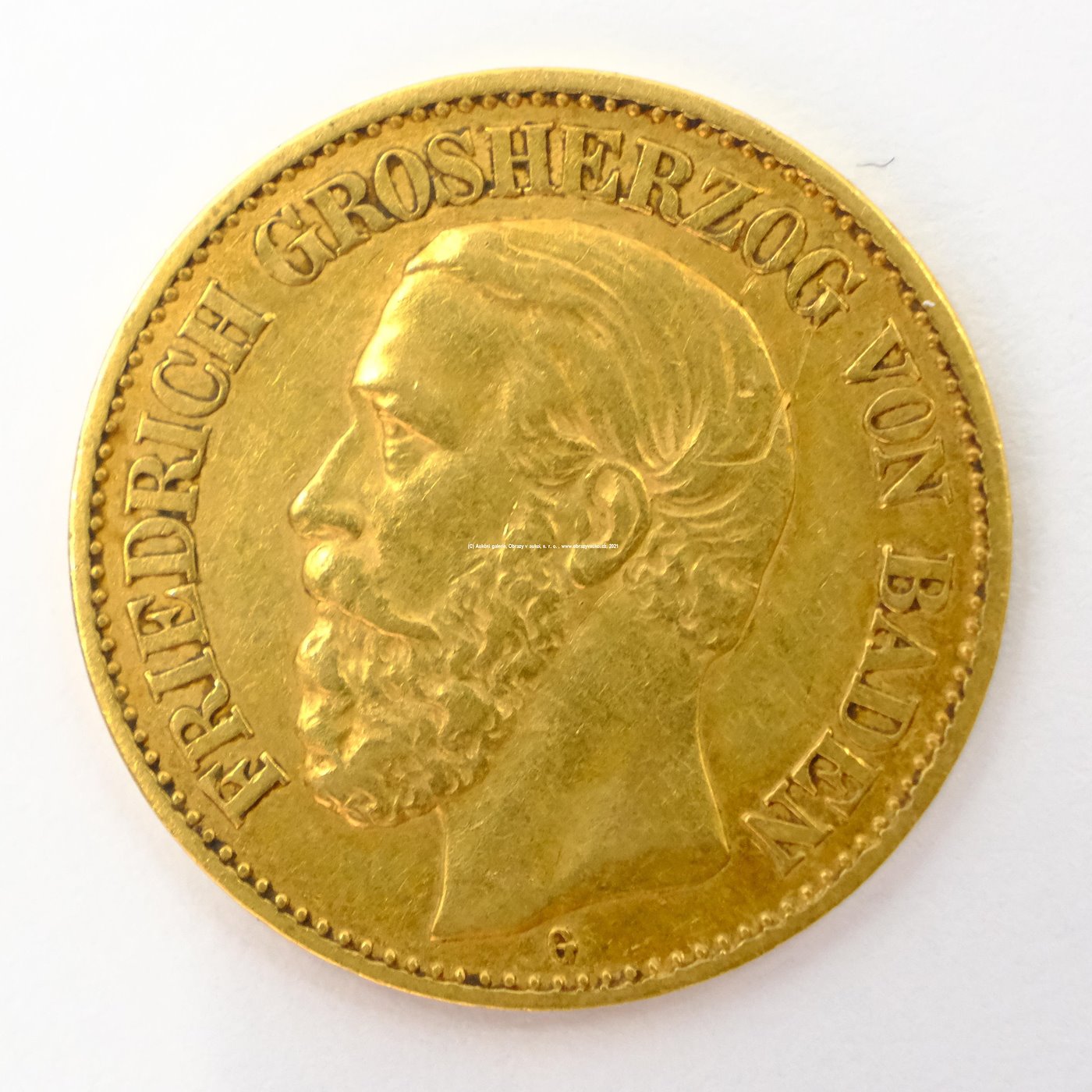 .. - Zlatá mince 10 marek, Německo 1891 G. Zlato 900/1000, průměr 19,5 mm, hrubá hmotnost 3,98 g
