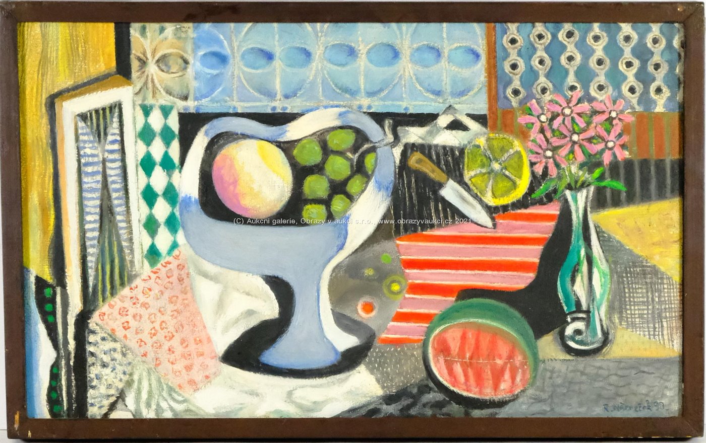 Rudolf Němeček - Zátiší s ovocem a květinami