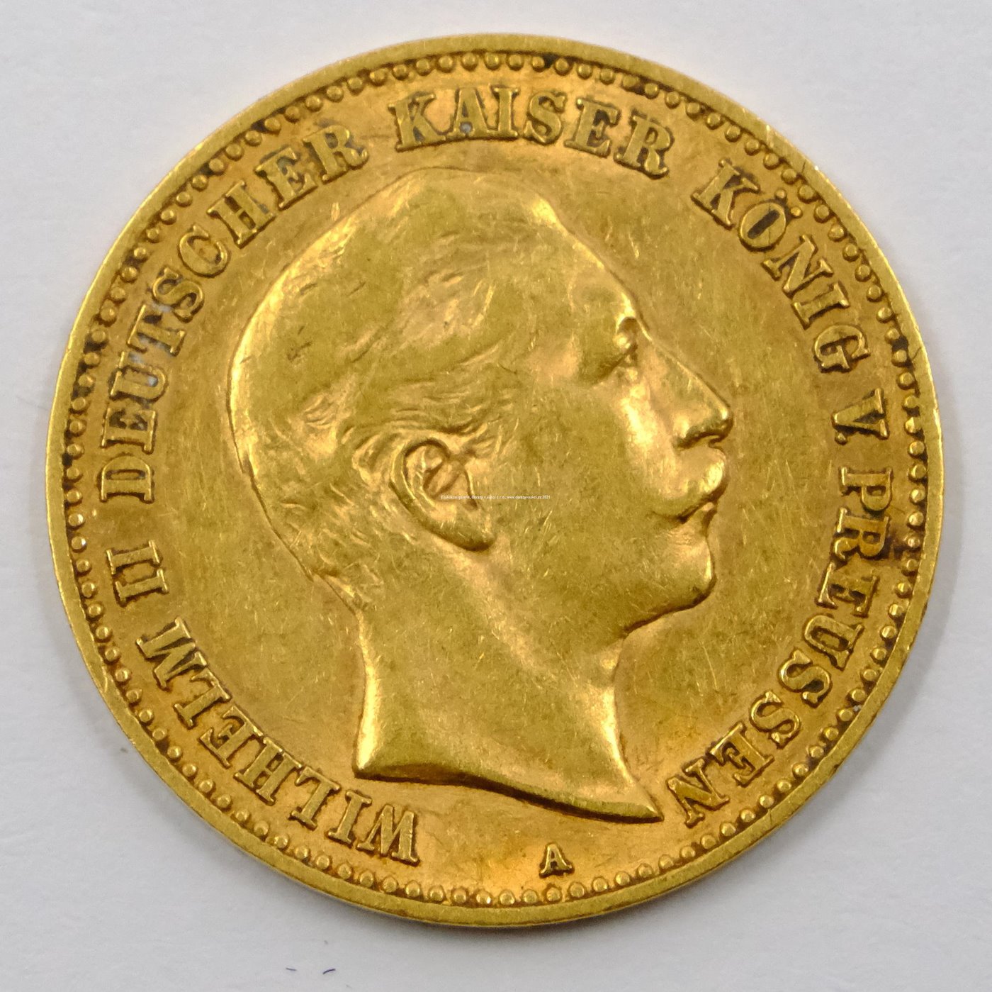 .. - Zlatá mince 10 Mark Wilhelm II. 1904. Zlato 900/1000, hrubá hmotnost 3,982g