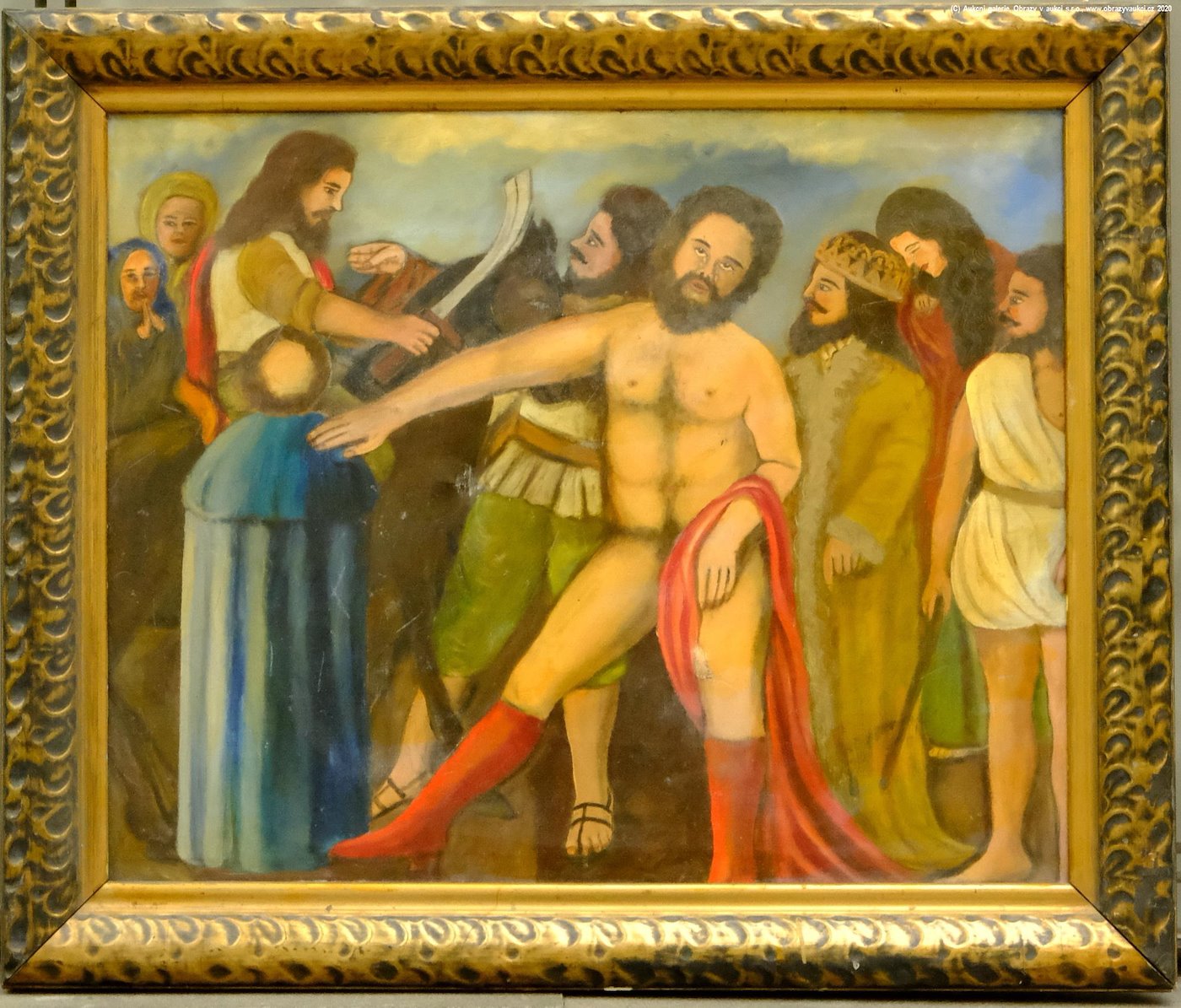 středoevropský malíř 20. stol. - Sv. Martin se děli se žebrákem o svůj plášť (?)