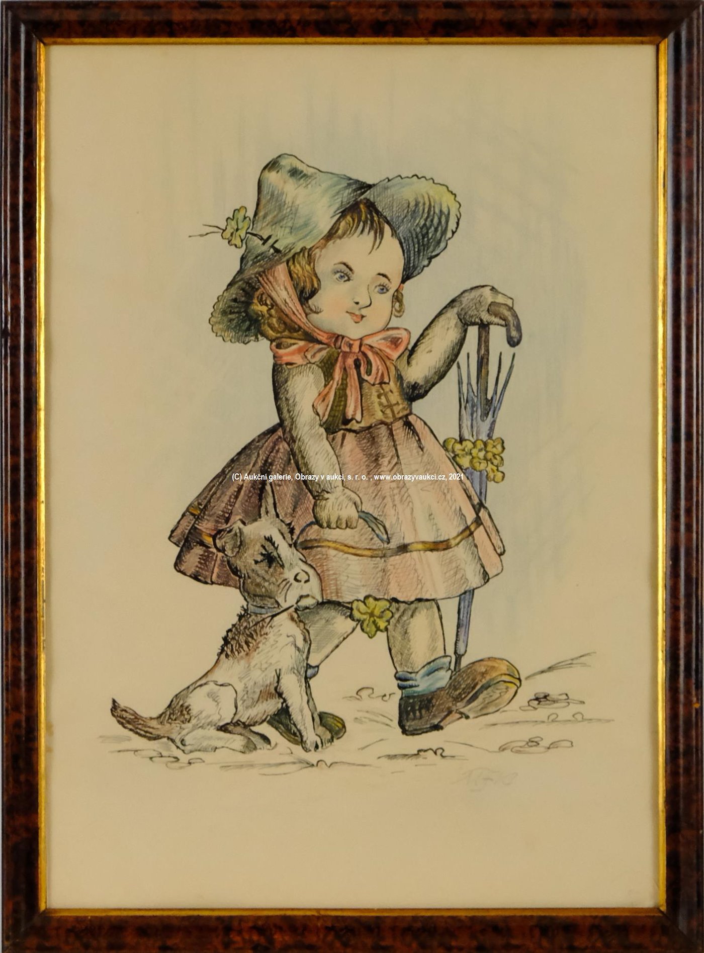 Marie Fischerová - Kvěchová - Děvčátko s psíkem