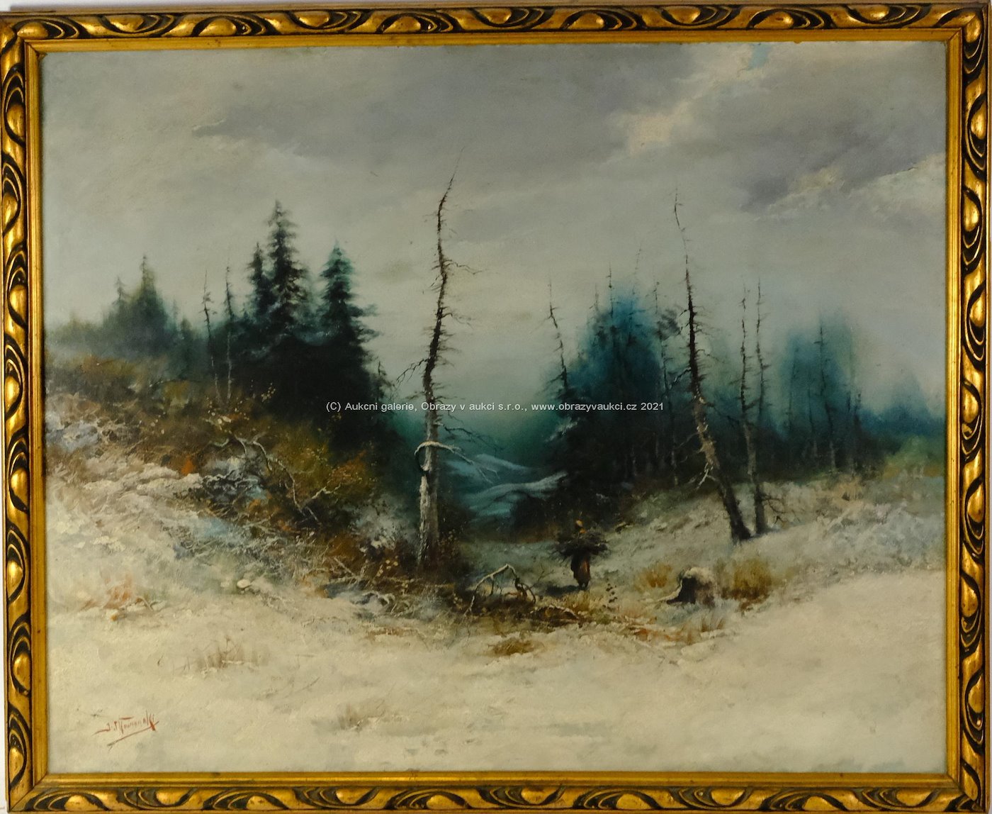 signatura  nečitelná - Na klestí v zimním lese