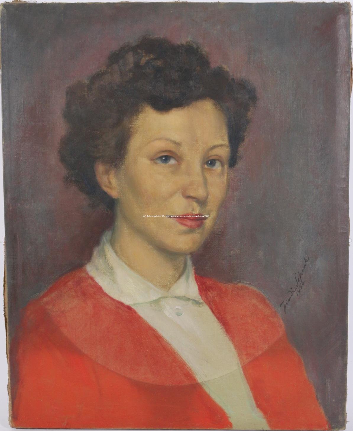 Jindřich  Schenk - Portrét ženy v červené blůze