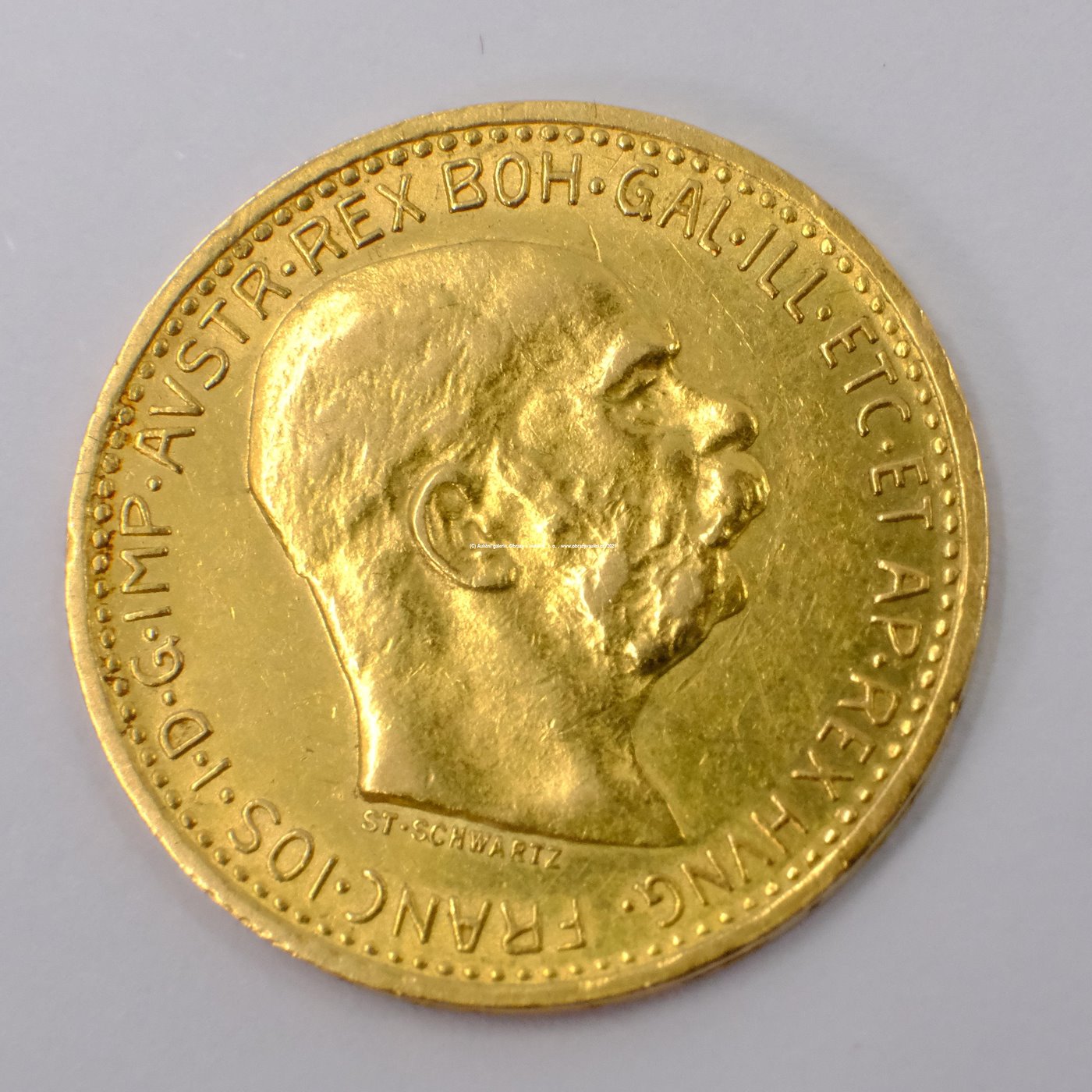 .. - Rakousko Uhersko zlatá 10 Koruna 1910 rakouská. Zlato 900/1000, hrubá hmotnost mince 3,387g