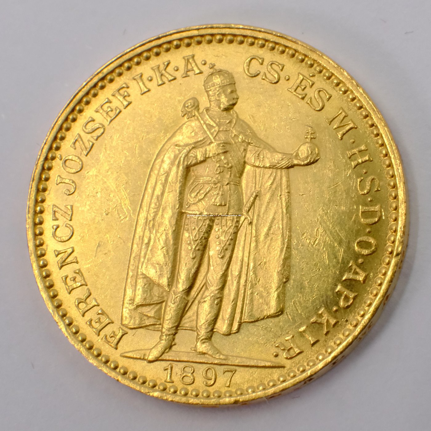 .. - Rakousko Uhersko zlatá 20 Koruna 1897 uherská. Zlato 900/1000, hrubá hmotnost mince 6,78g