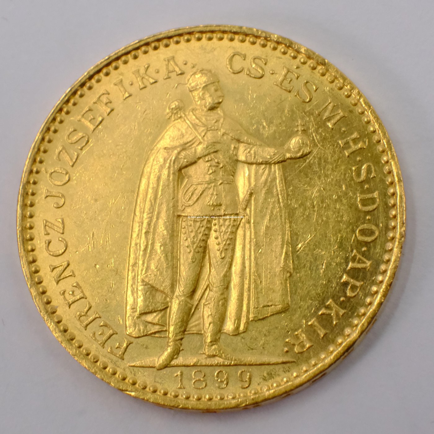 .. - Rakousko Uhersko zlatá 20 Koruna 1899 uherská. Zlato 900/1000, hrubá hmotnost mince 6,78g