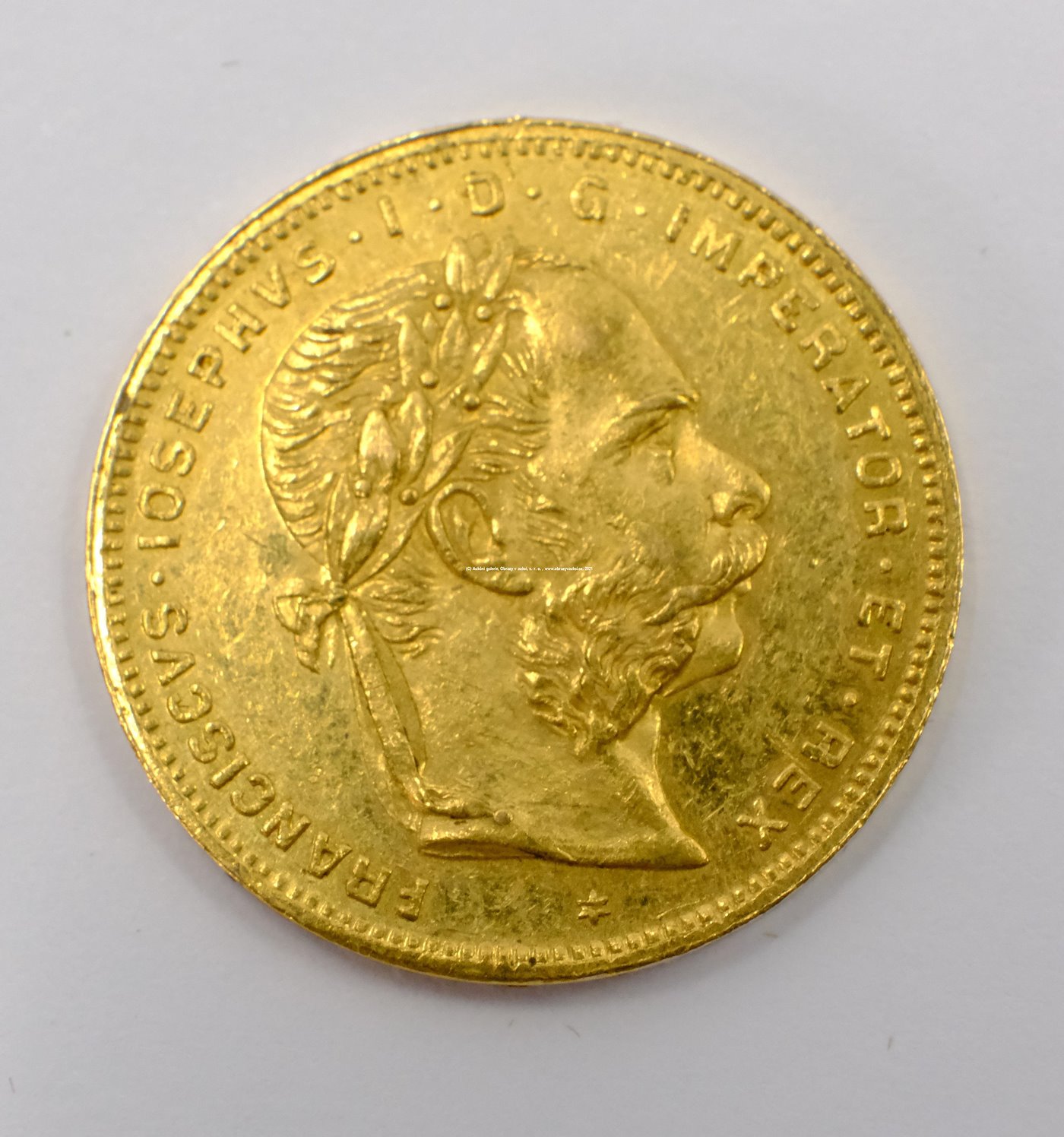 .. - Rakousko Uhersko zlatý 8 zlatník/20frank 1881 rakouský.  Zlato 900/1000, hrubá hmotnost mince 6,452g