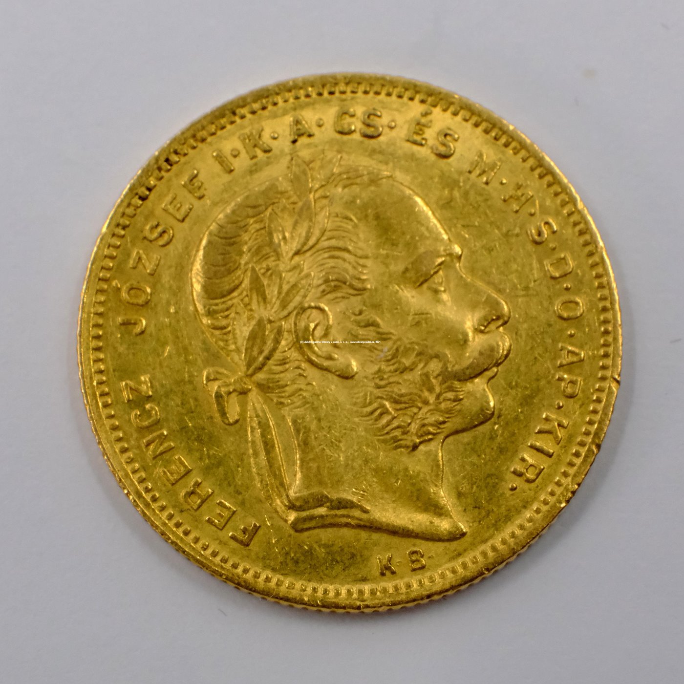 .. - Rakousko Uhersko zlatý 8 zlatník/20frank 1875 uherský. Zlato 900/1000, hrubá hmotnost mince 6,452g