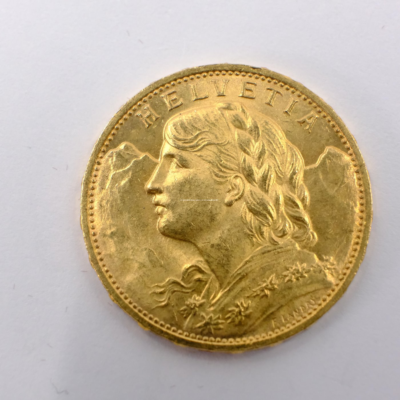 .. - Švýcarsko zlatý 20 frank VRENELI 1925. Zlato 900/1000, hrubá hmotnost 6,5g