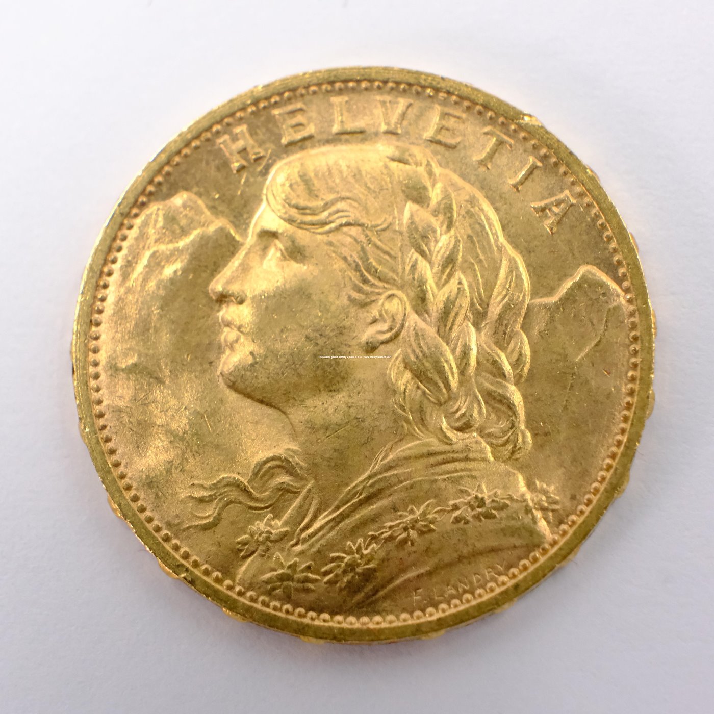 .. - Švýcarsko zlatý 20 frank VRENELI 1930. Zlato 900/1000, hrubá hmotnost 6,5g