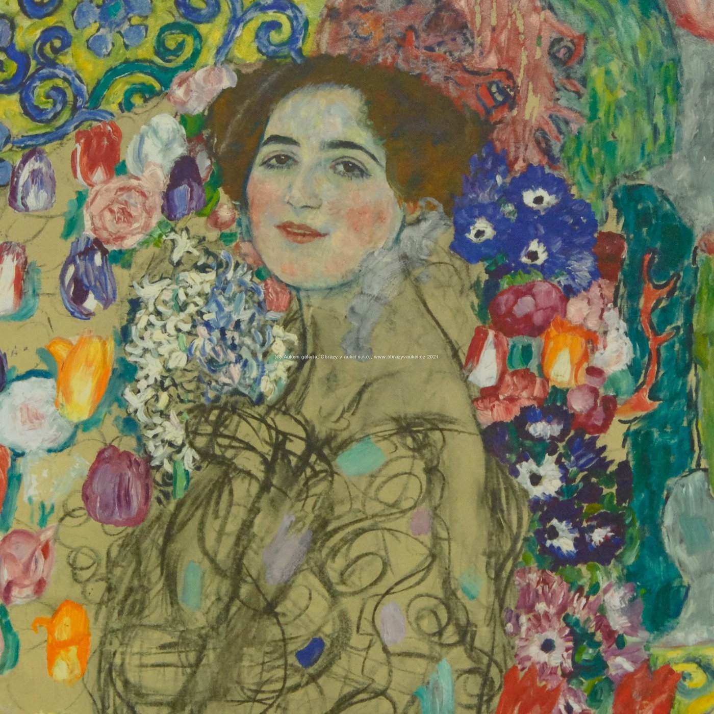 Gustav Klimt - Dáma mezi květy