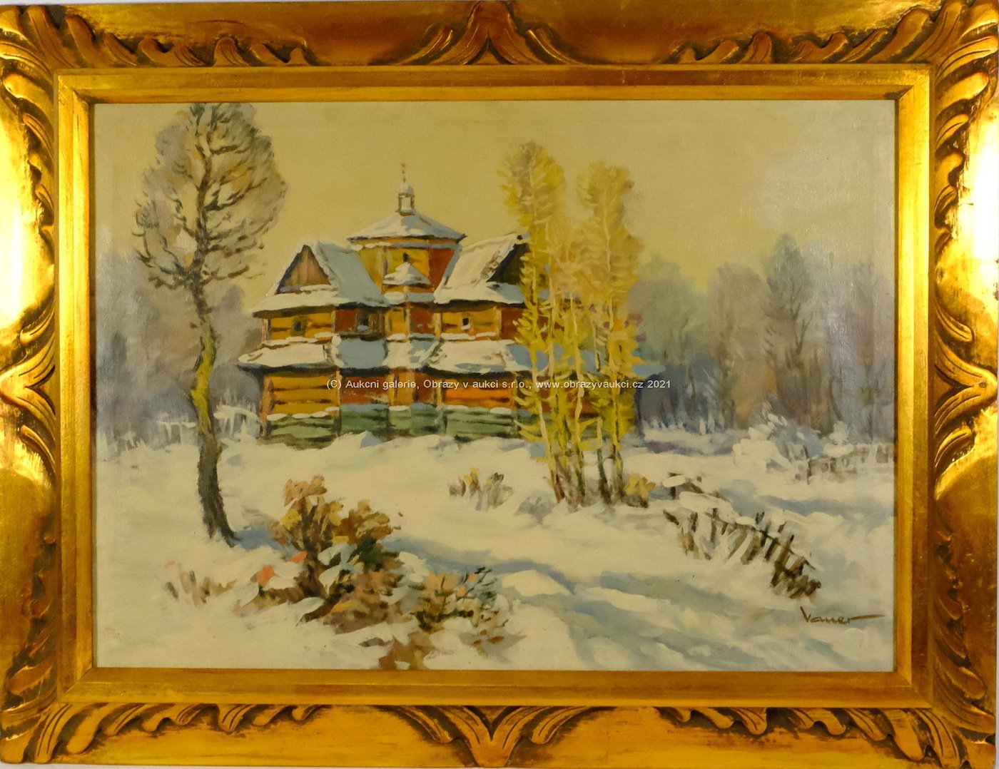 Václav Vaner - Dřevěný kostelík v zimní krajině