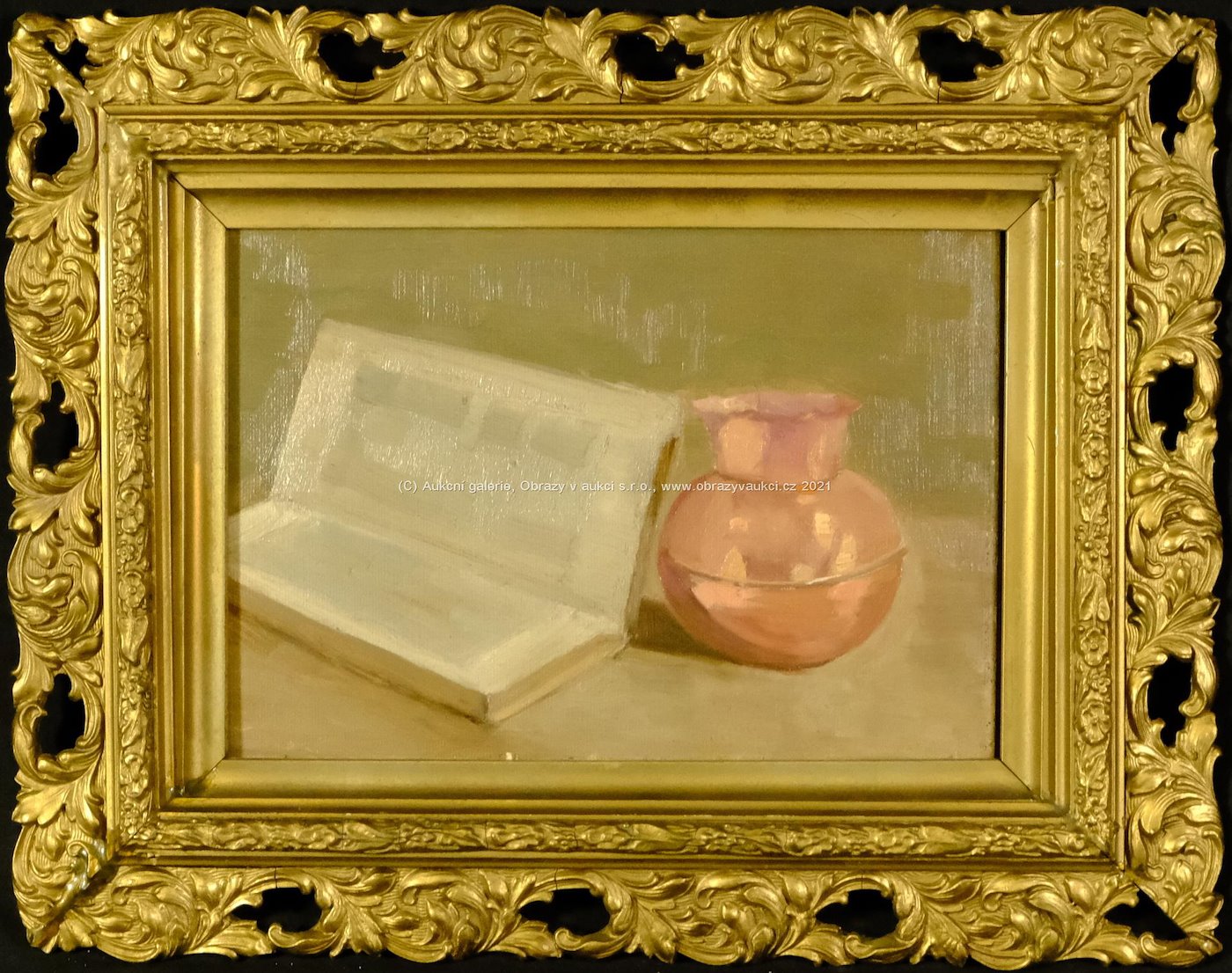 středoevropský malíř počátku 20. stol. -  Zátiší s knihou a vázou