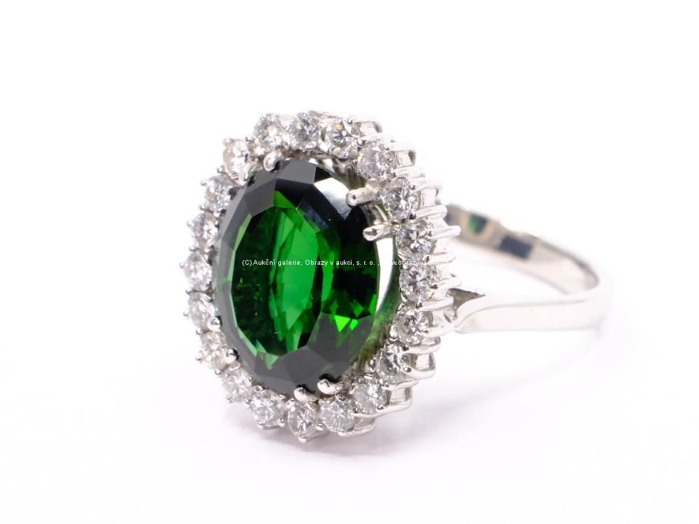 .. - Luxusní prsten s diamanty a turmalínem, zlato 585/1000, hrubá hmotnost 6,30 g