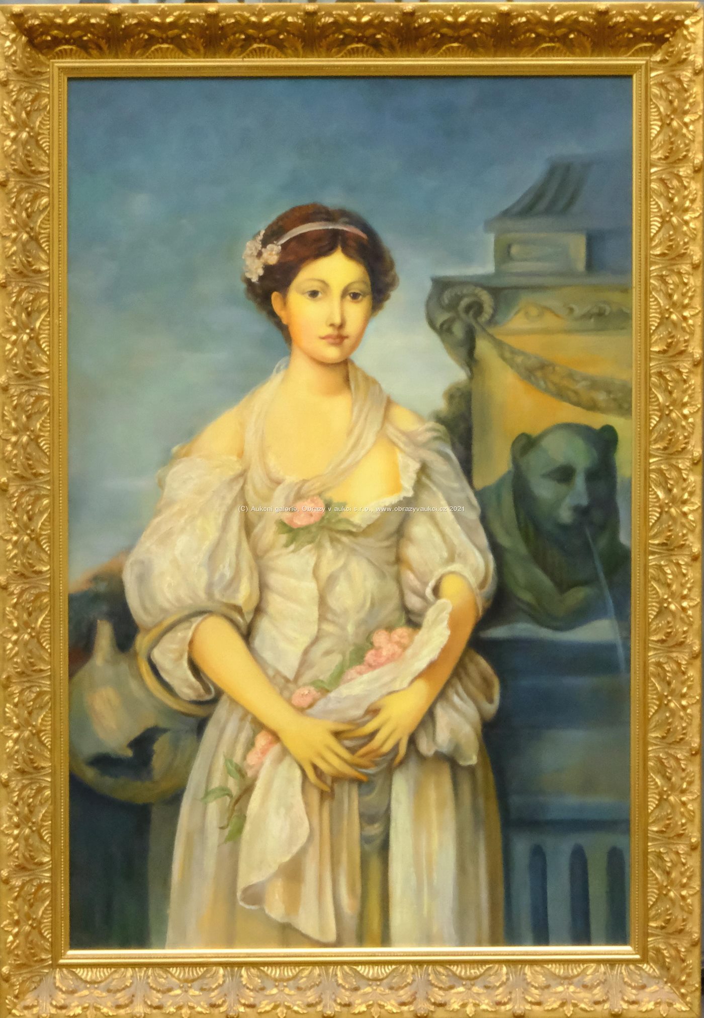 středoevropský malíř konce 20. století - Dívka s růžemi