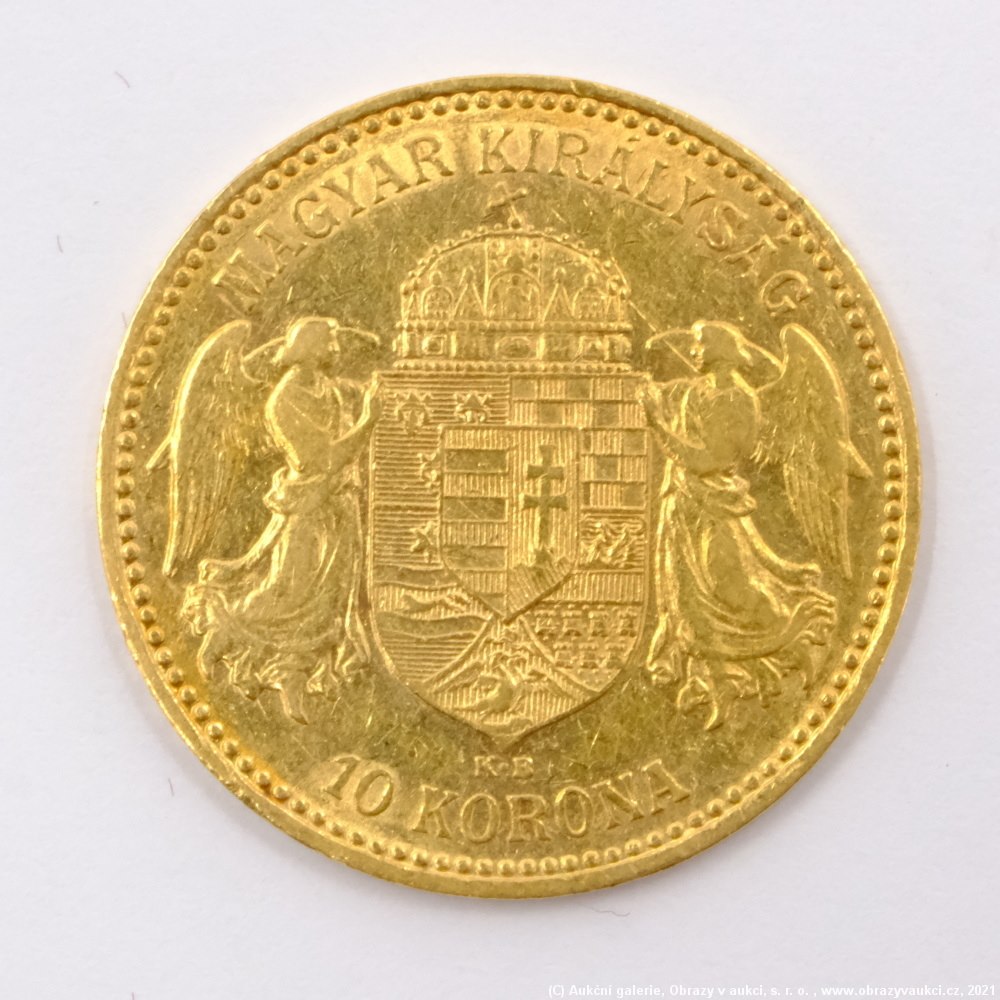 .. - Rakousko Uhersko zlatá 10 Koruna 1898 K.B.  uherská. Zlato 900/1000, hrubá hmotnost mince 3,387g