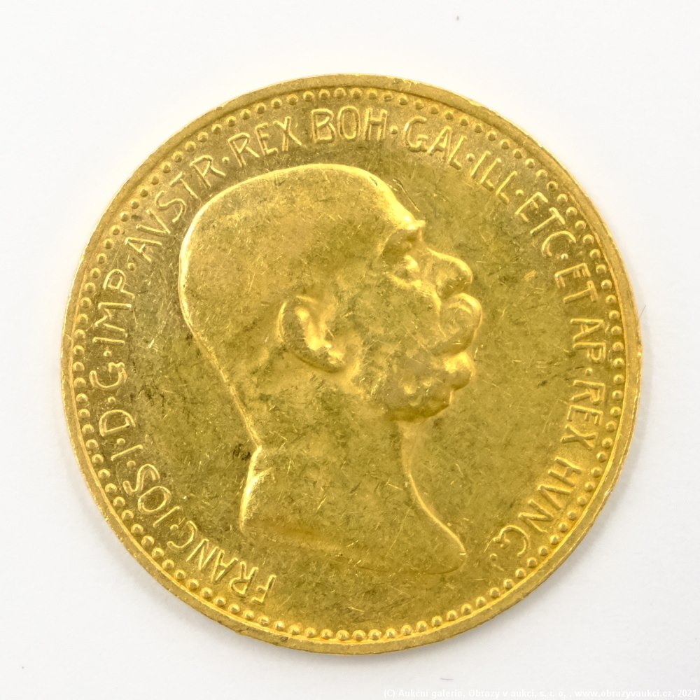 .. - Rakousko Uhersko zlatá 10 Koruna 1909 Marschall rakouská. Zlato 900/1000, hrubá hmotnost mince 3,387g