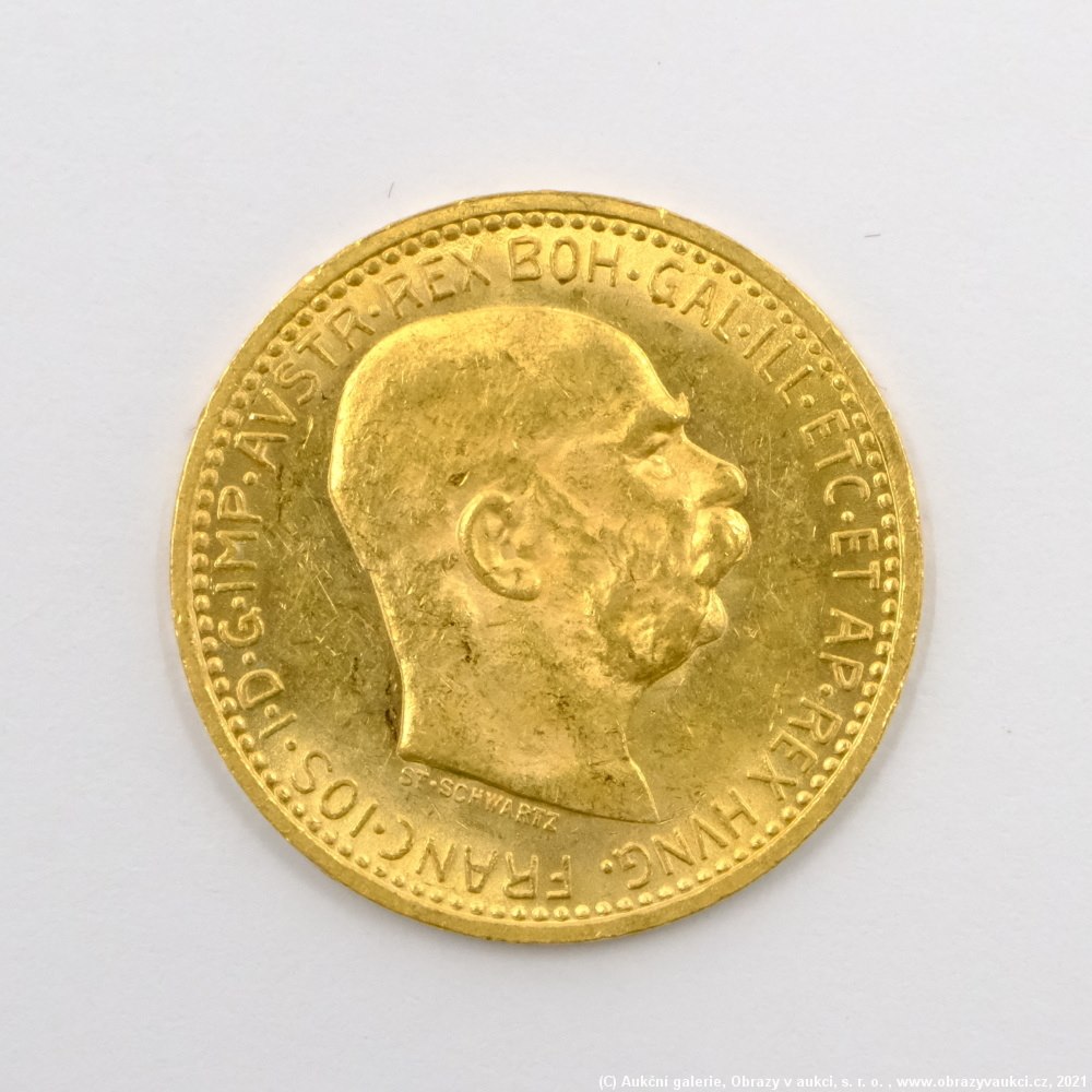 .. - Rakousko Uhersko zlatá 10 Koruna 1911 rakouská. Zlato 900/1000, hrubá hmotnost mince 3,387g
