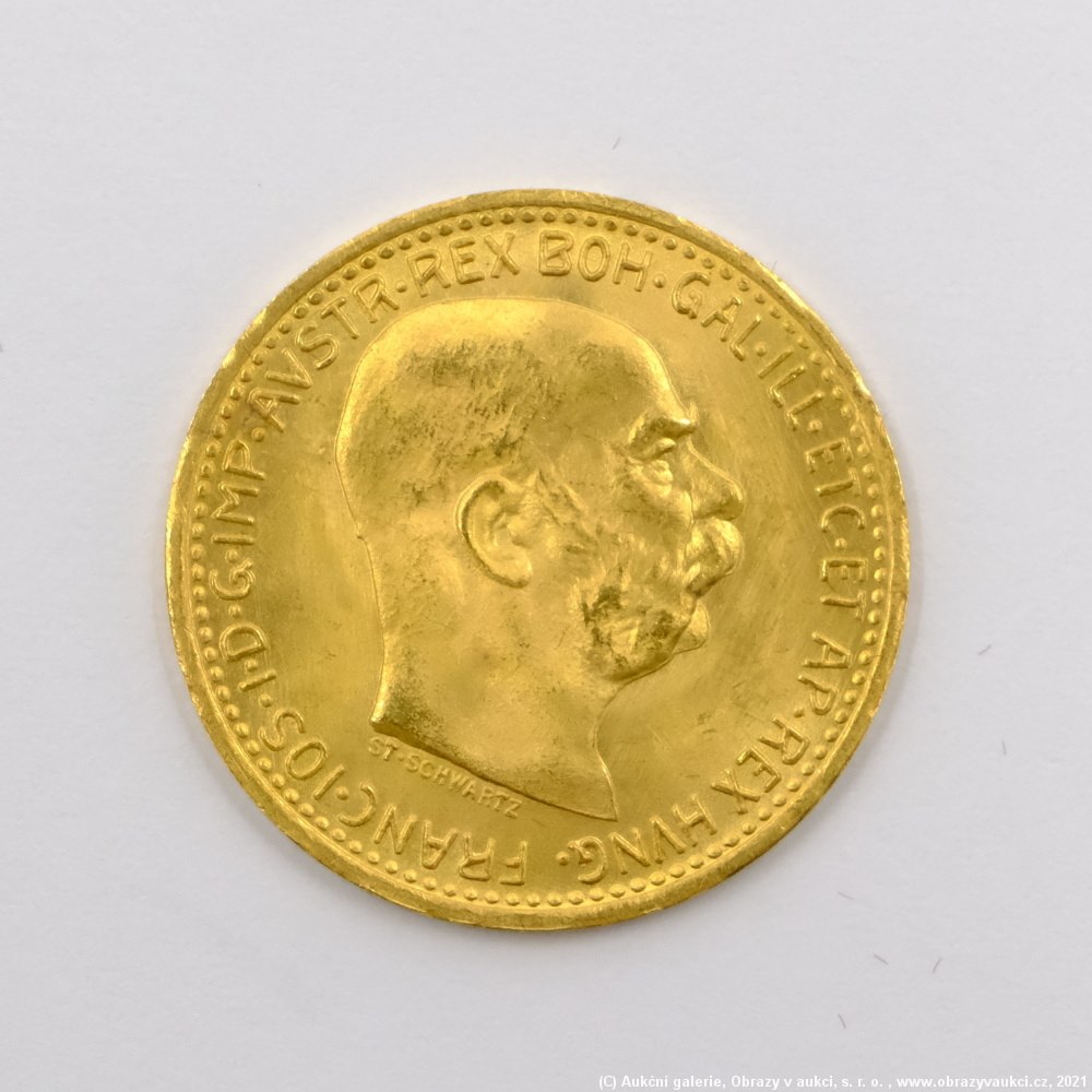 .. - Rakousko Uhersko zlatá 10 Koruna 1912 rakouská. Zlato 900/1000, hrubá hmotnost mince 3,387g