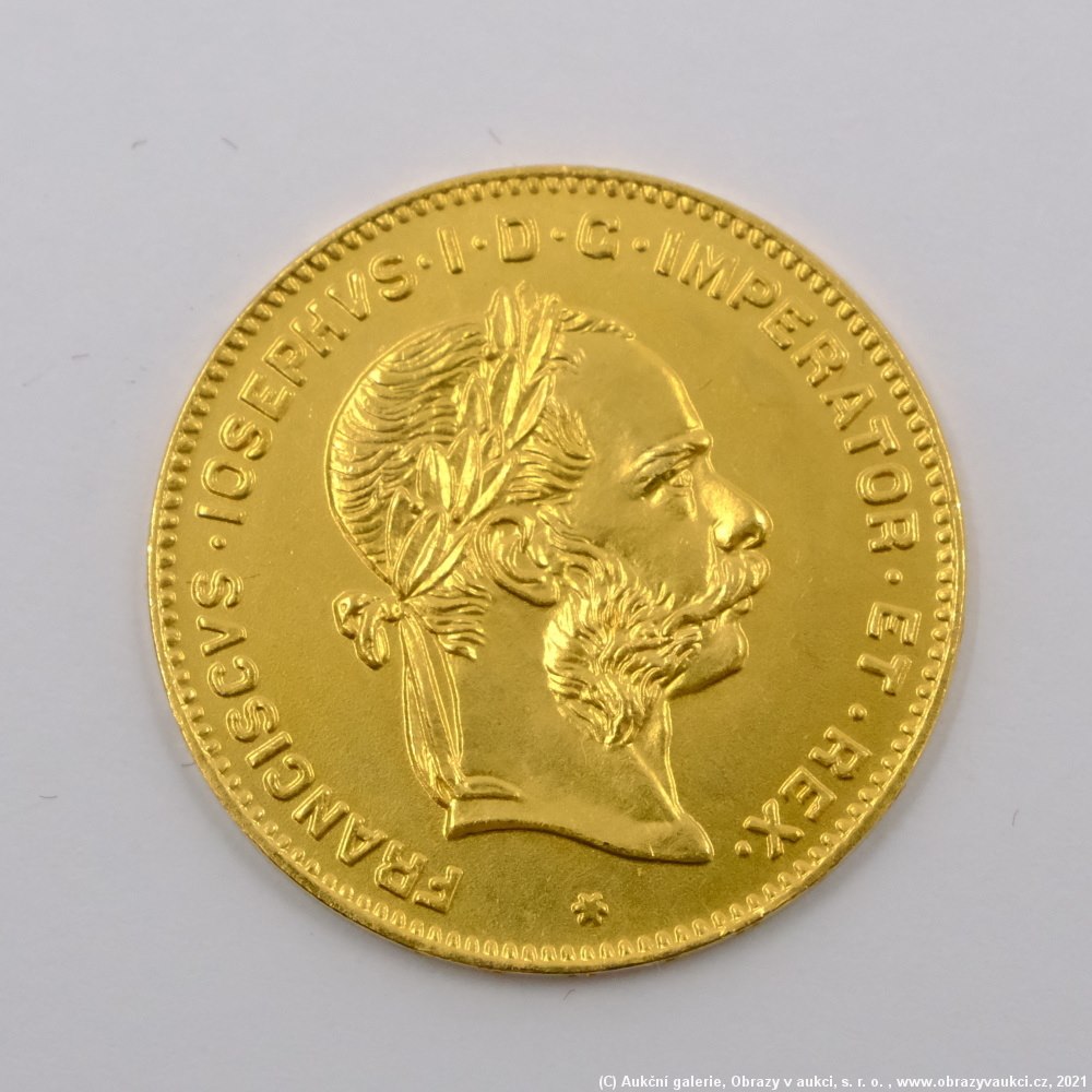 .. - Rakousko Uhersko zlatý 4 zlatník/10frank 1892 rakouský pokračující ražba. Zlato 900/1000, hrubá hmotnost mince 3,226g