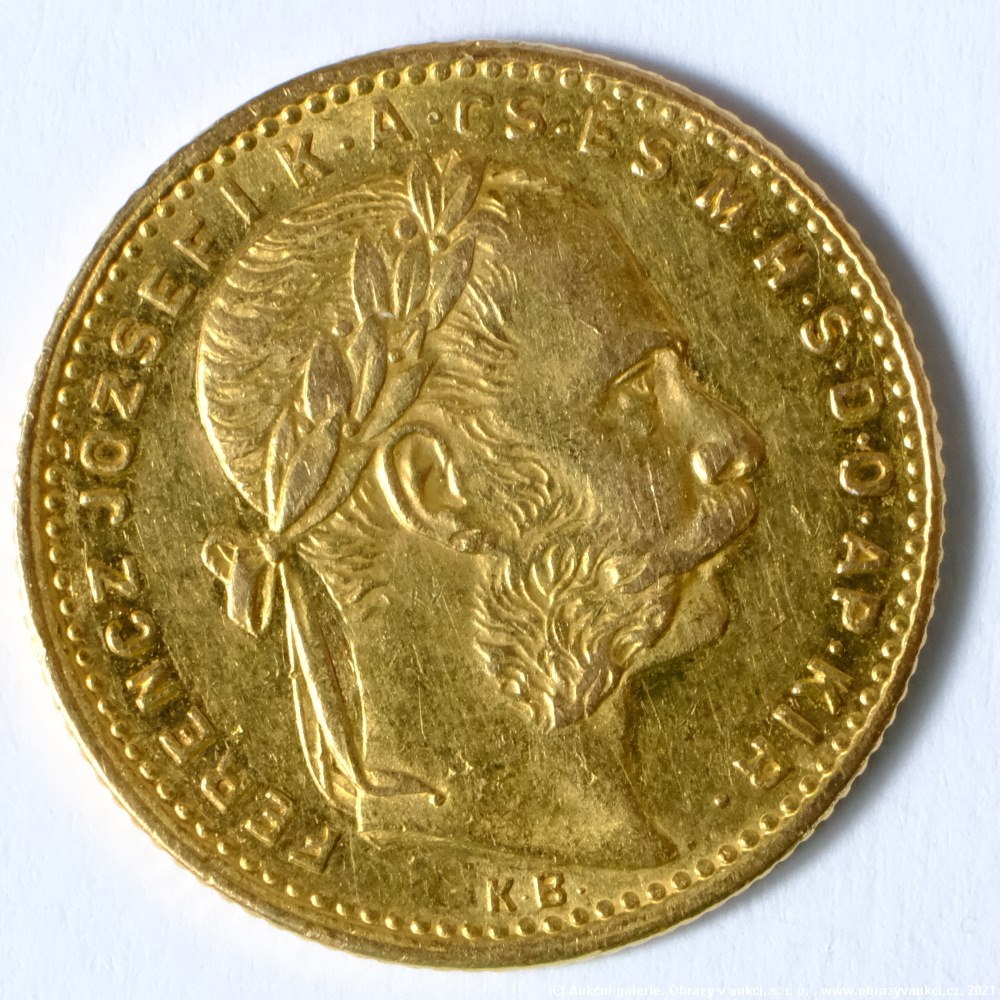 .. - Rakousko Uhersko zlatý 8 zlatník/20frank 1882 uherský, Zlato 900/1000, hrubá hmotnost mince 6,452g
