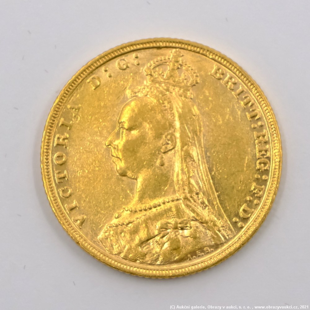 .. - Velká Británie, zlatý Sovereign Victoria Mládí 1893. Zlato 916,7/1000, hrubá hmotnost 7,99g