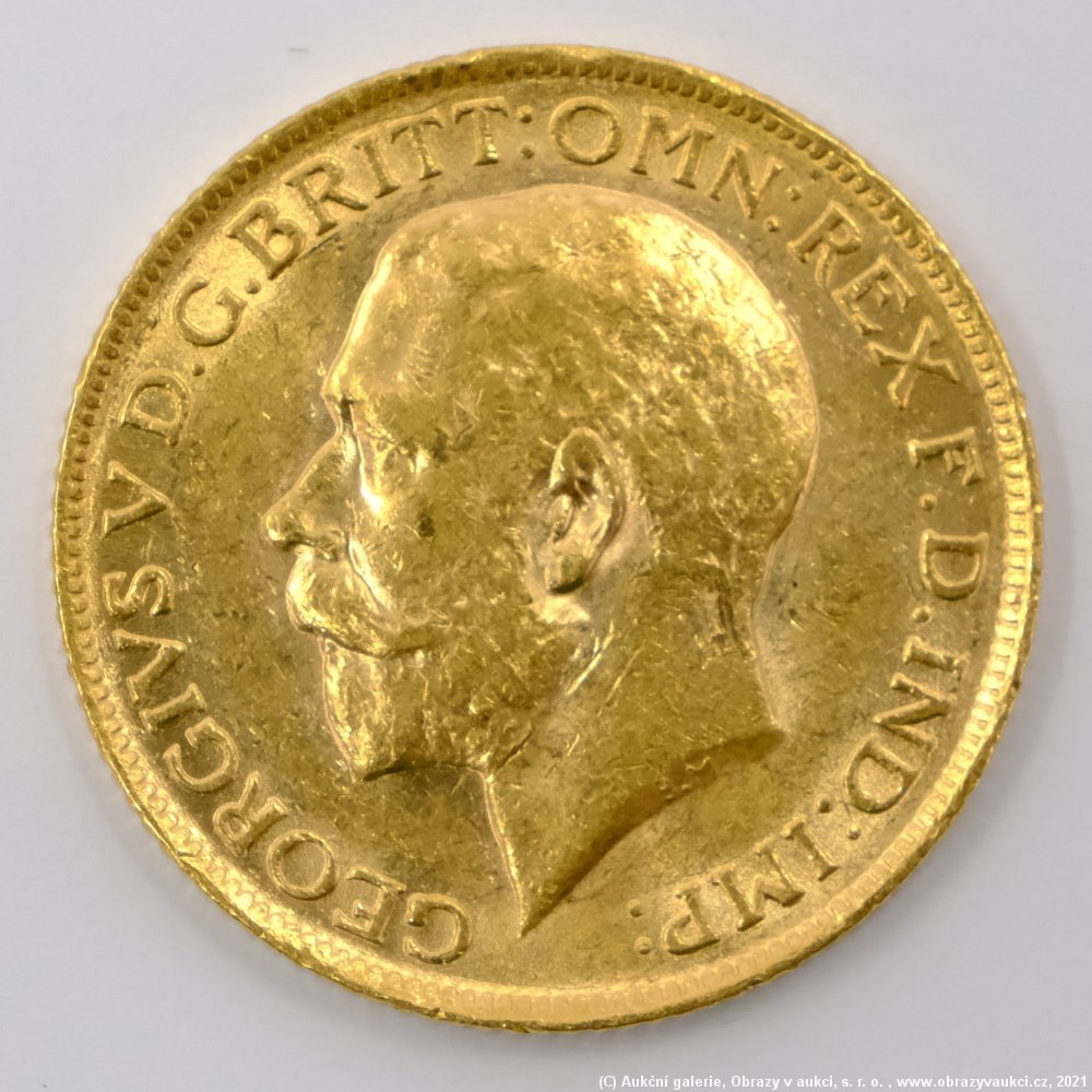 .. - Velká Británie, zlatý Sovereign GEORGE V. 1912. Zlato 916,7/1000, hrubá hmotnost 7,99g