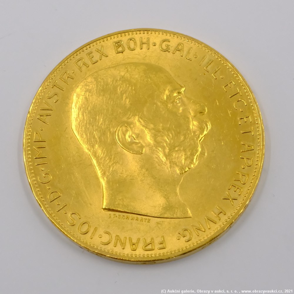 .. - Rakousko Uhersko, zlatá 100 Koruna  1915 pokračující ražba. Zlato 900/1000, hrubá hmotnost mince 33,875g