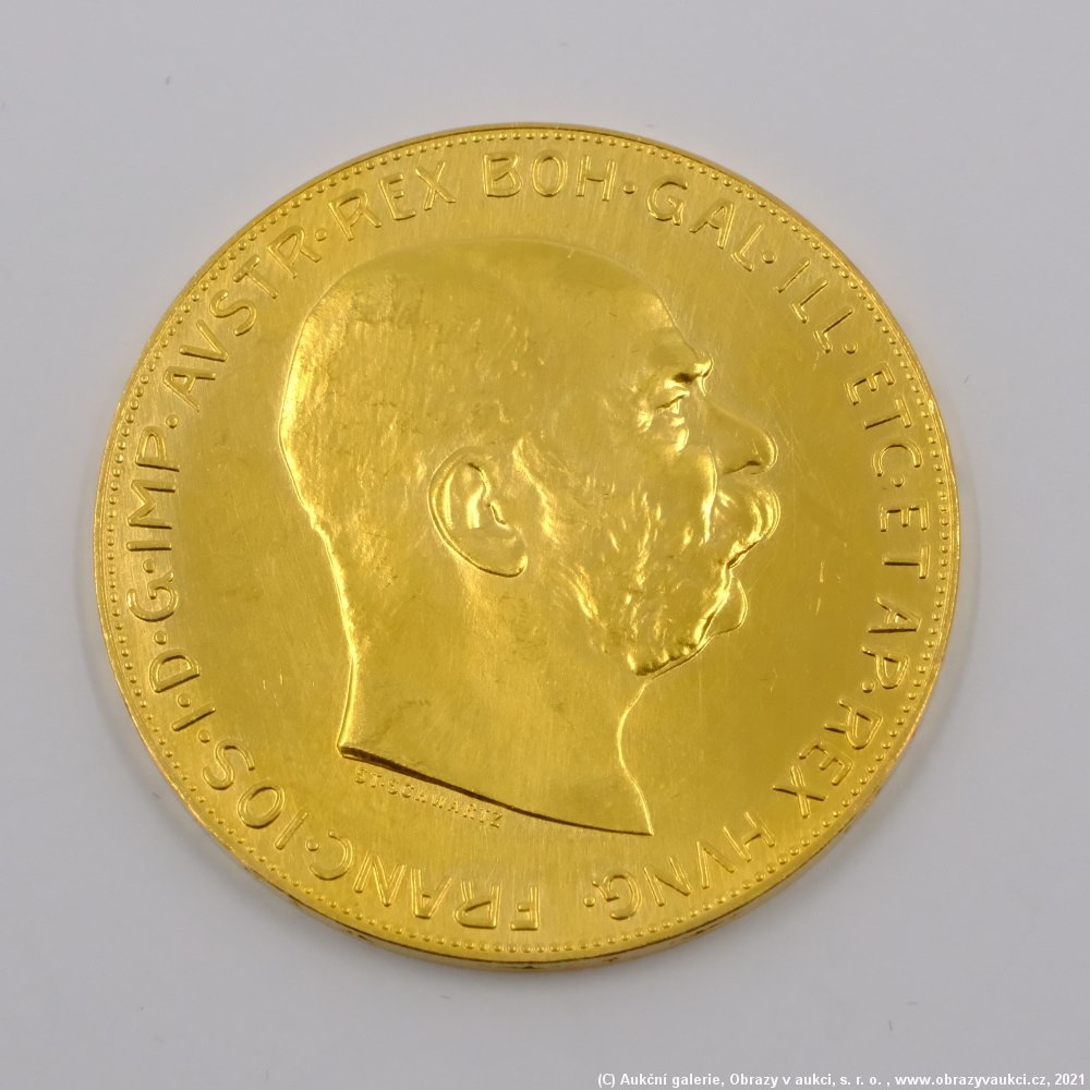 .. - Rakousko Uhersko, zlatá 100 Koruna  1915 pokračující ražba. Zlato 900/1000, hrubá hmotnost mince 33,875g