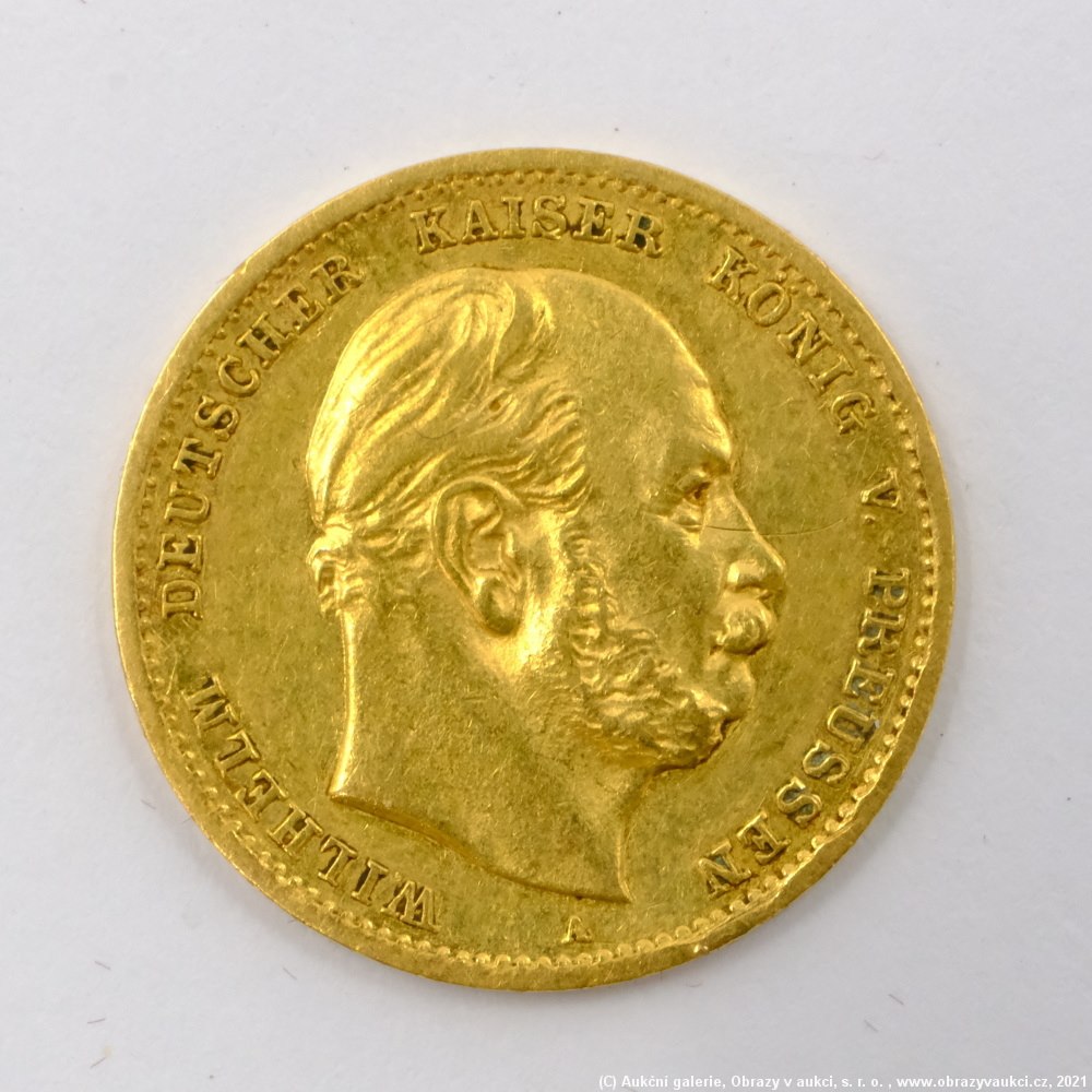 .. - Zlatá 10 Marka 1873 A císař Wilhelm I.. Zlato 900/1000, hrubá hmotnost 3,982g