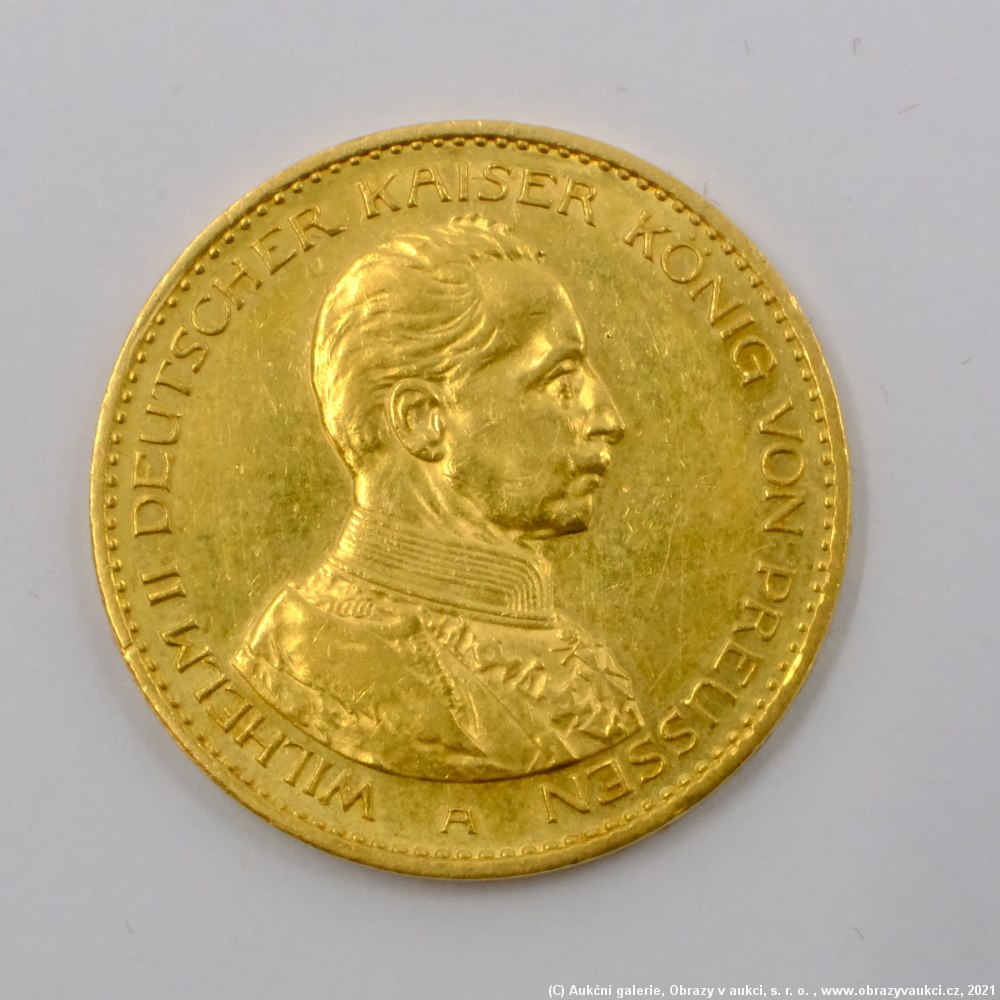 .. - Zlatá 20 Marka 1914 A císař Wilhelm II.. Zlato 900/1000, hrubá hmotnost 7,965g