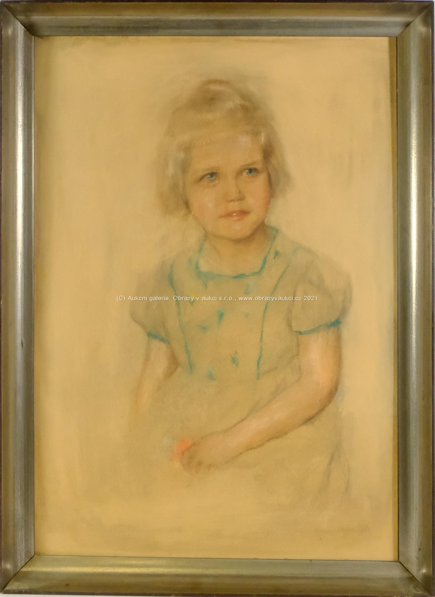 signatura nečitelná - Dětský portrét dcery Oldřicha Nového