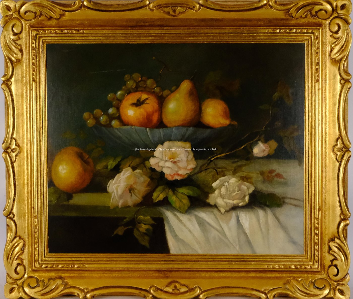 Ludvík František Duchoslav - Zátiší s mísou, ovocem a růžemi