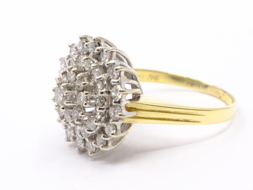 .. - Prsten s diamanty, zlato 585/1000, hrubá hmotnost 7,30g