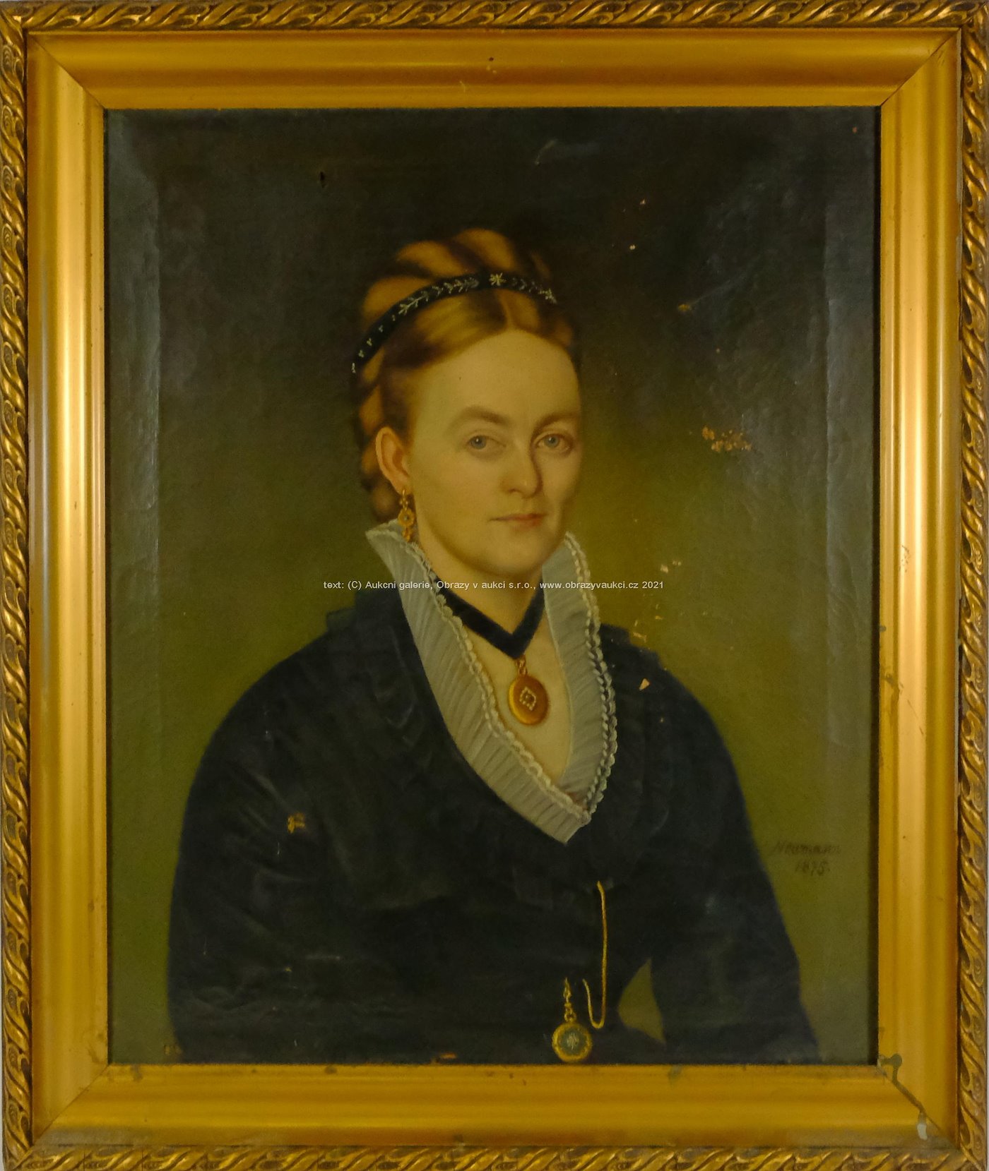 Neumann 1875 - Portrét dámy s medailonkem