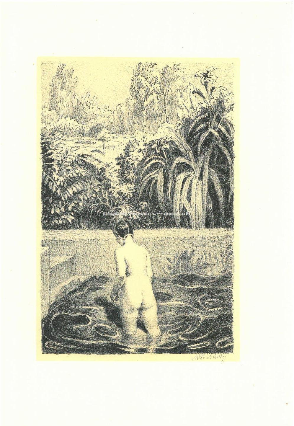 Max Švabinský - Konvolut 3 litografii: V bazénu, Dvě Zuzanky, Vila. zahradě
