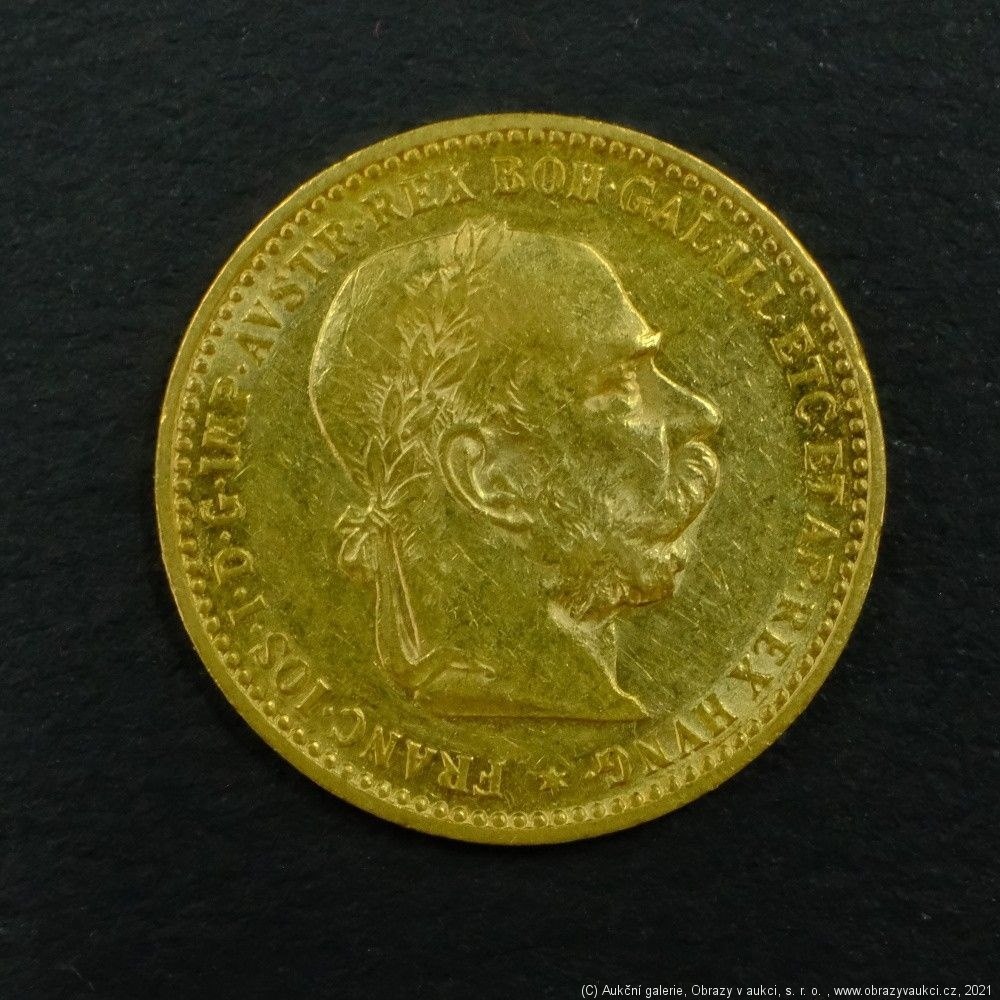 Neznámý autor - Rakousko Uhersko zlatá 10 Koruna 1896 rakouská. Zlato 900/1000, hrubá hmotnost mince 3,387g