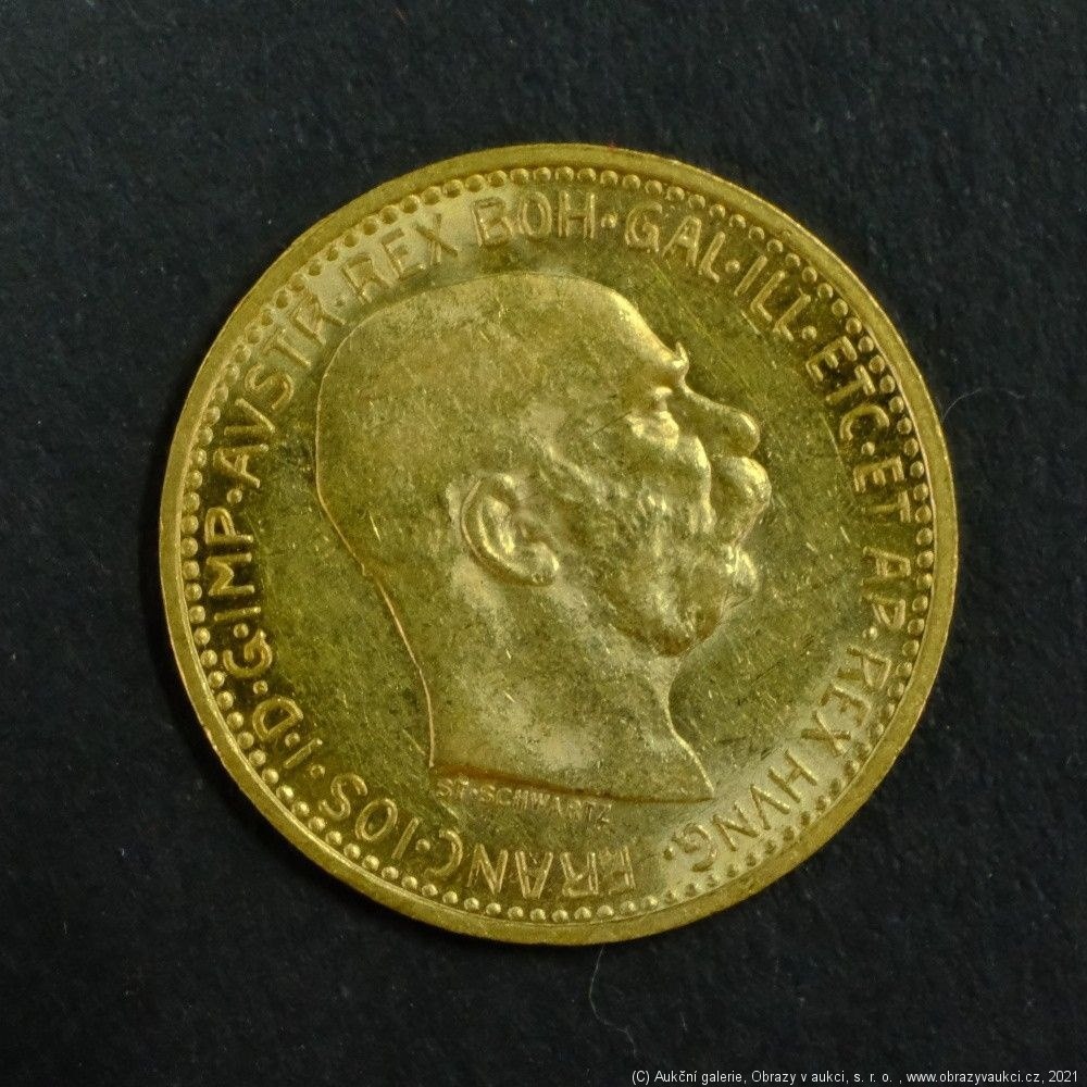 Neznámý autor - Rakousko Uhersko zlatá 10 Koruna 1911 rakouská. Zlato 900/1000, hrubá hmotnost mince 3,387g