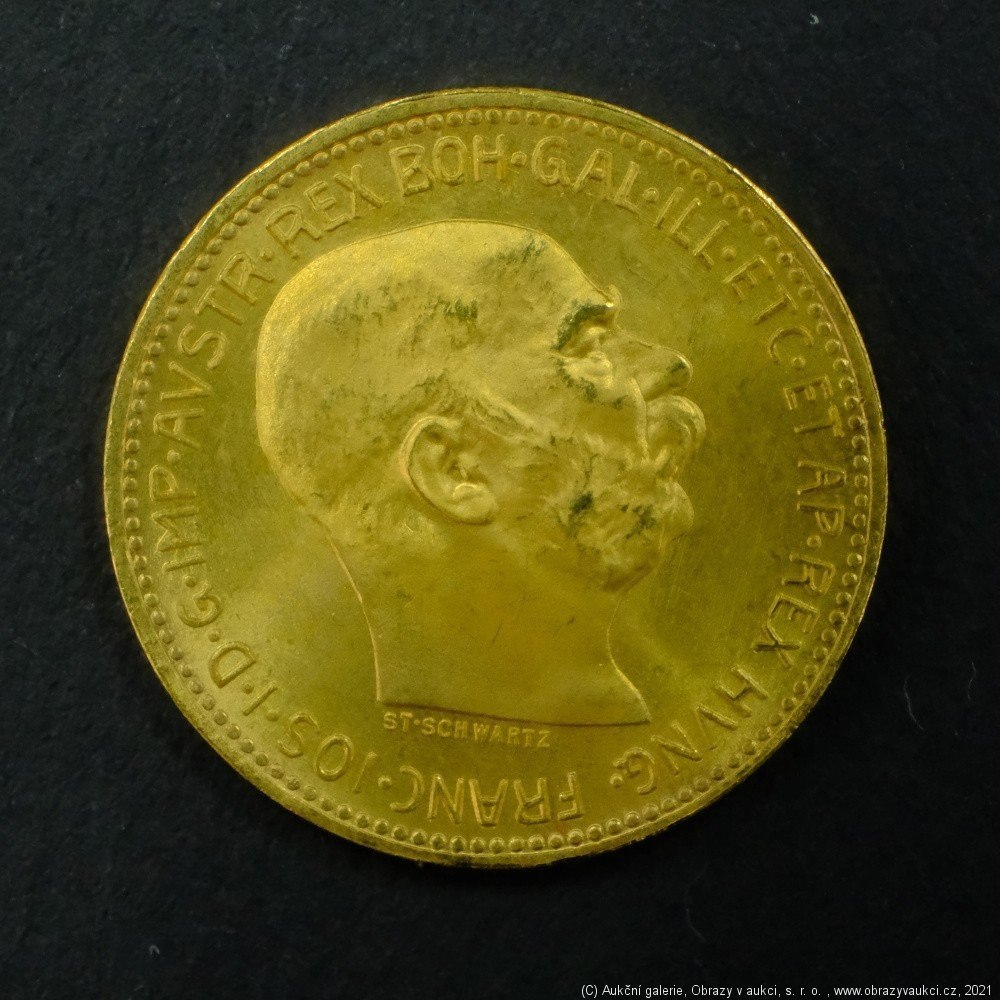 Neznámý autor - Rakousko Uhersko zlatá 20 Koruna 1915 rakouská. Zlato 900/1000, hrubá hmotnost mince 6,78 g