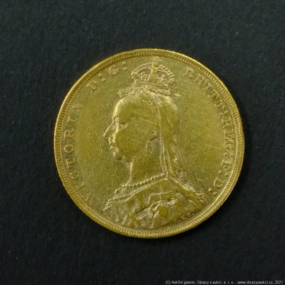 Neznámý autor - Velká Británie zlatý Sovereign Victoria Mládí 1889. Zlato 916,7/1000, hrubá hmotnost 7,99g !!!
