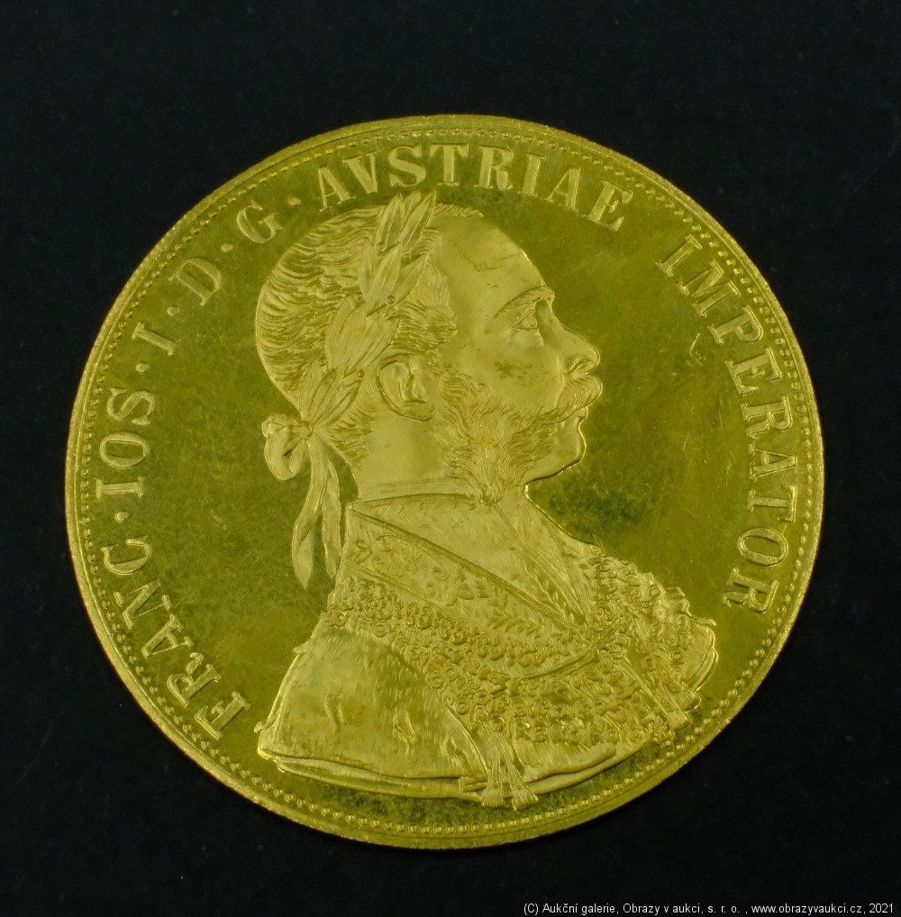 Neznámý autor - Rakousko Uhersko zlatý 4 dukát 1915 pokračující ražba. Zlato 986/1000, hrubá hmotnost mince 13,964g