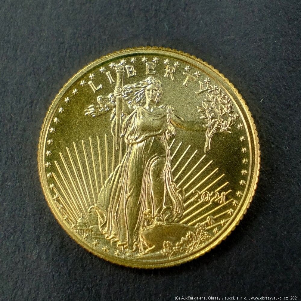 Neznámý autor - Zlatá 1/10 Uncová mince 5 USD LIBERTY USA. Zlato 999,9/1000, hrubá hmotnost 3,11 g 