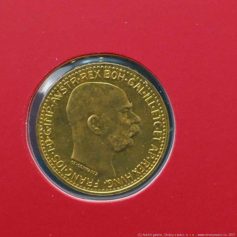 Neznámý autor - Rakousko Uhersko zlatá 10 Koruna 1912 rakouská. Zlato 900/1000, hrubá hmotnost mince 3,387g