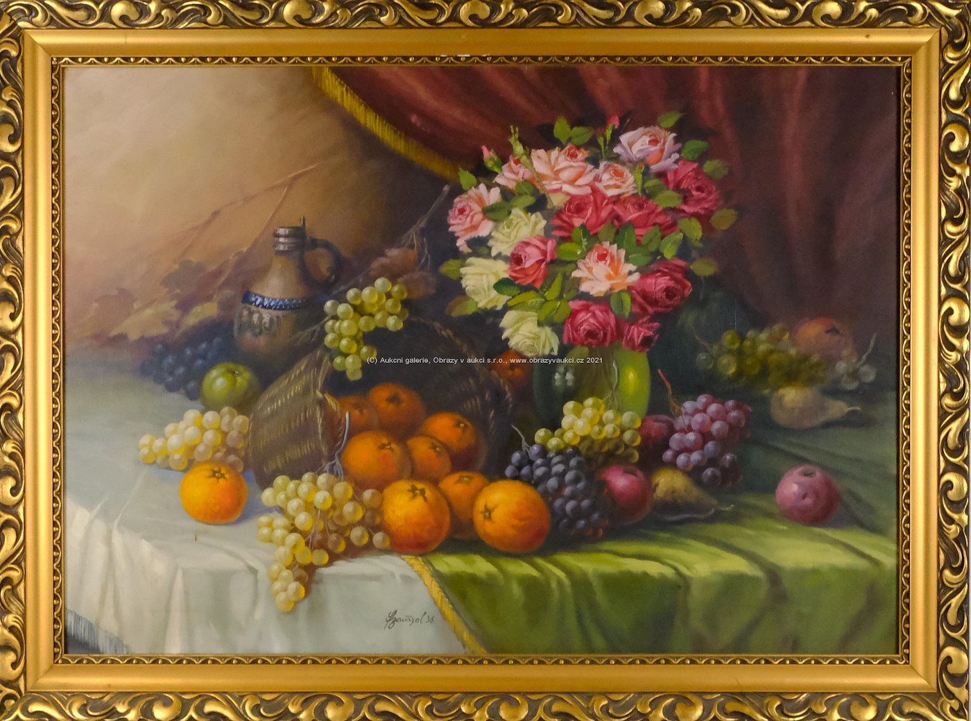 František Zavázal - Zátiší s růžemi a ovocem