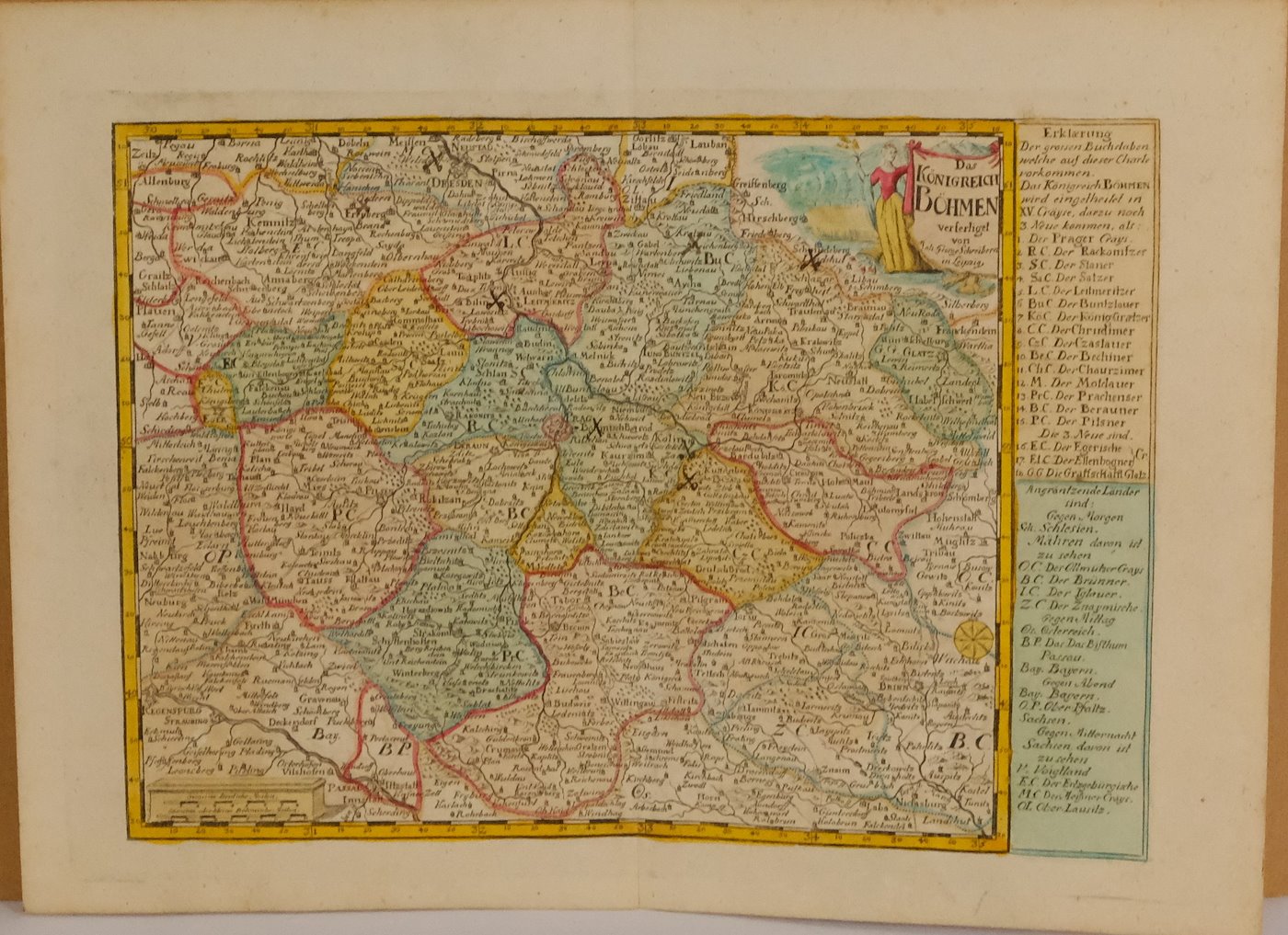 Johann Georg Schreiber - Konvolut 2 map - Království České a Okolí Prahy